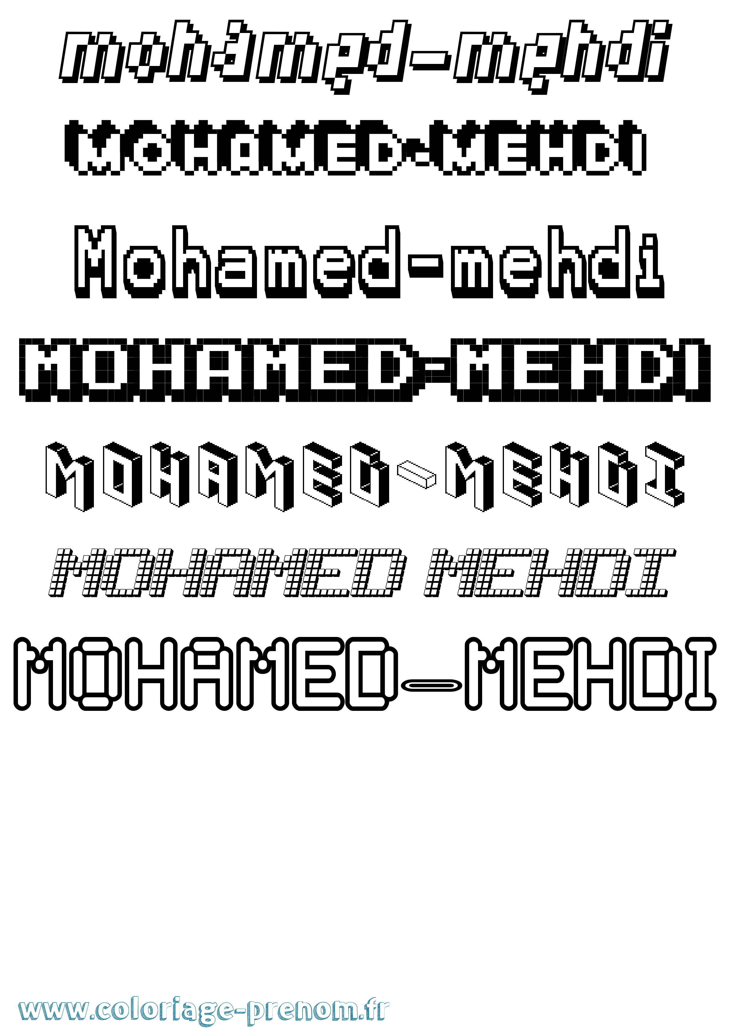 Coloriage Mohamed-Mehdi Pixel Coloriage prénom Mohamed-Mehdi Pixel