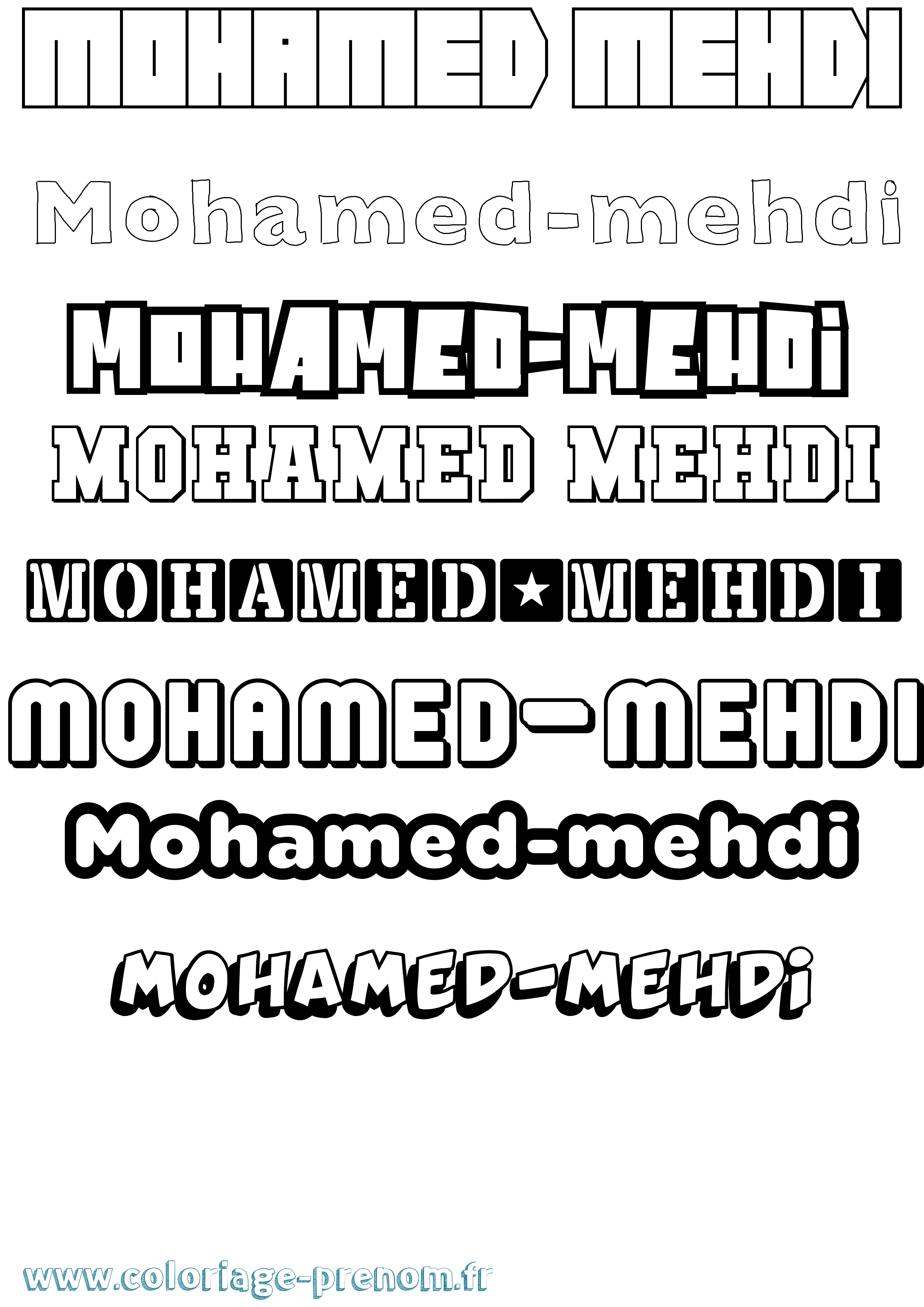 Coloriage Mohamed-Mehdi Simple Coloriage prénom Mohamed-Mehdi Simple