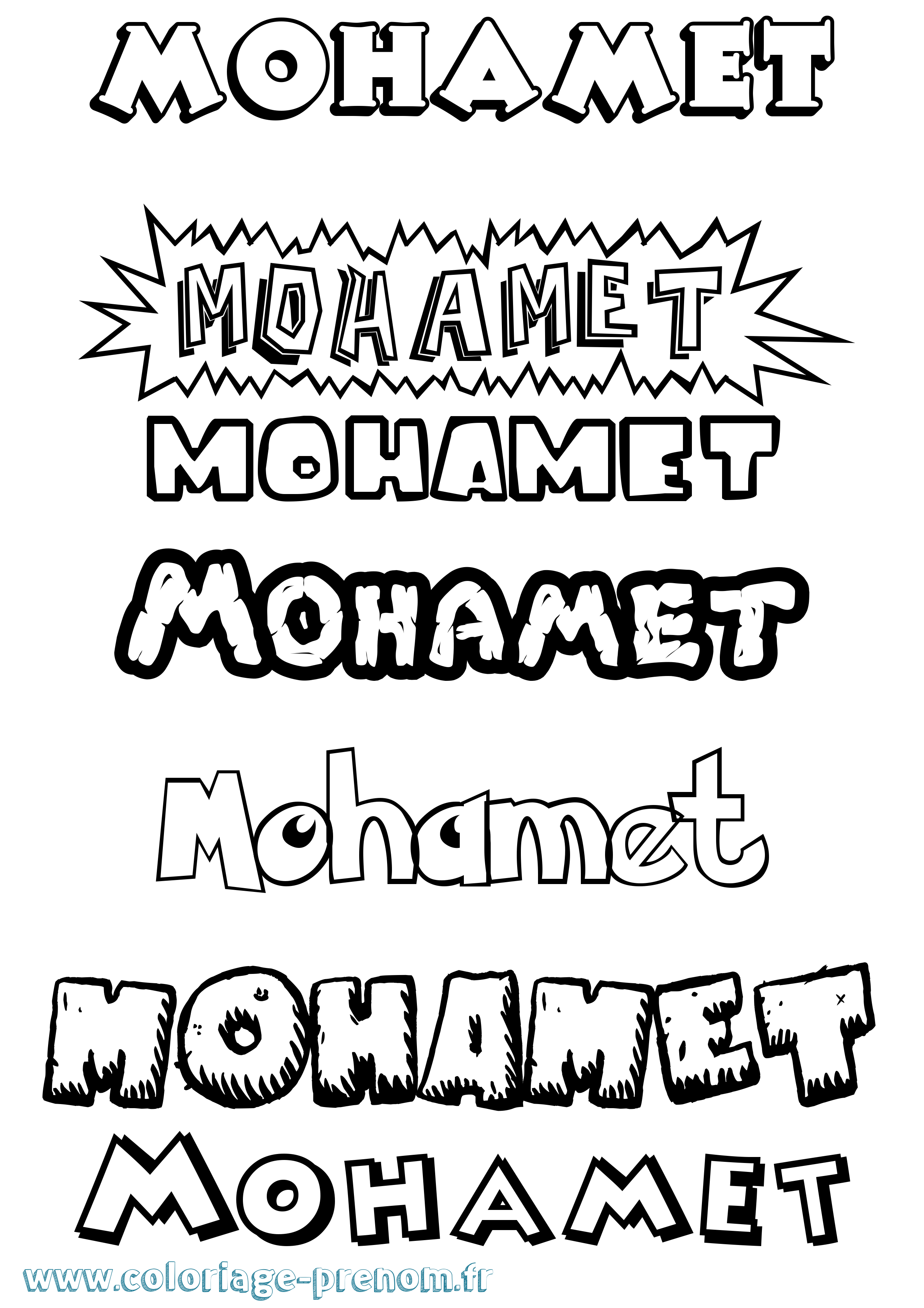 Coloriage Mohamet Dessin Animé Coloriage prénom Mohamet Dessin Animé