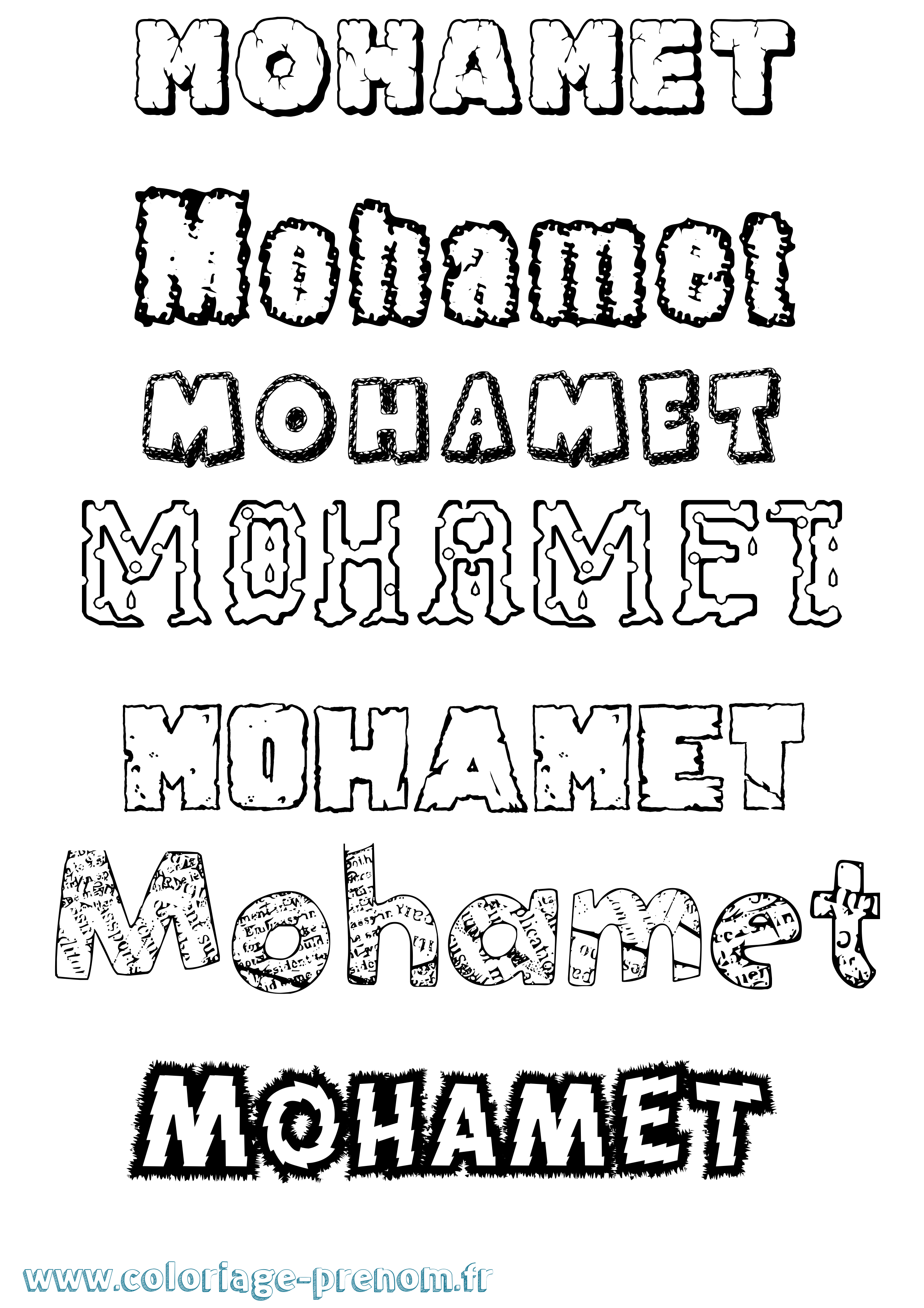 Coloriage Mohamet Destructuré Coloriage prénom Mohamet Destructuré