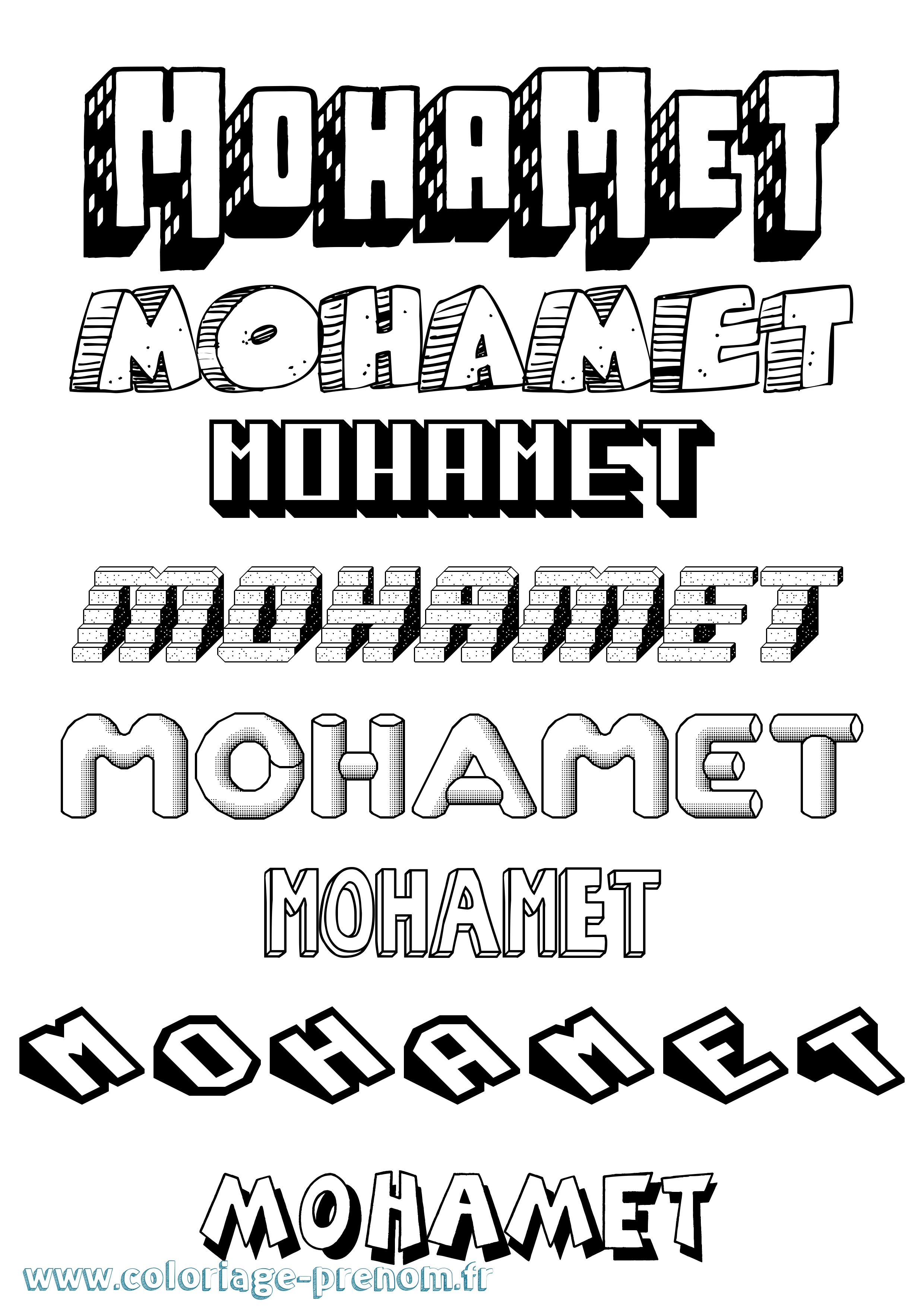 Coloriage Mohamet Effet 3D Coloriage prénom Mohamet Effet 3D