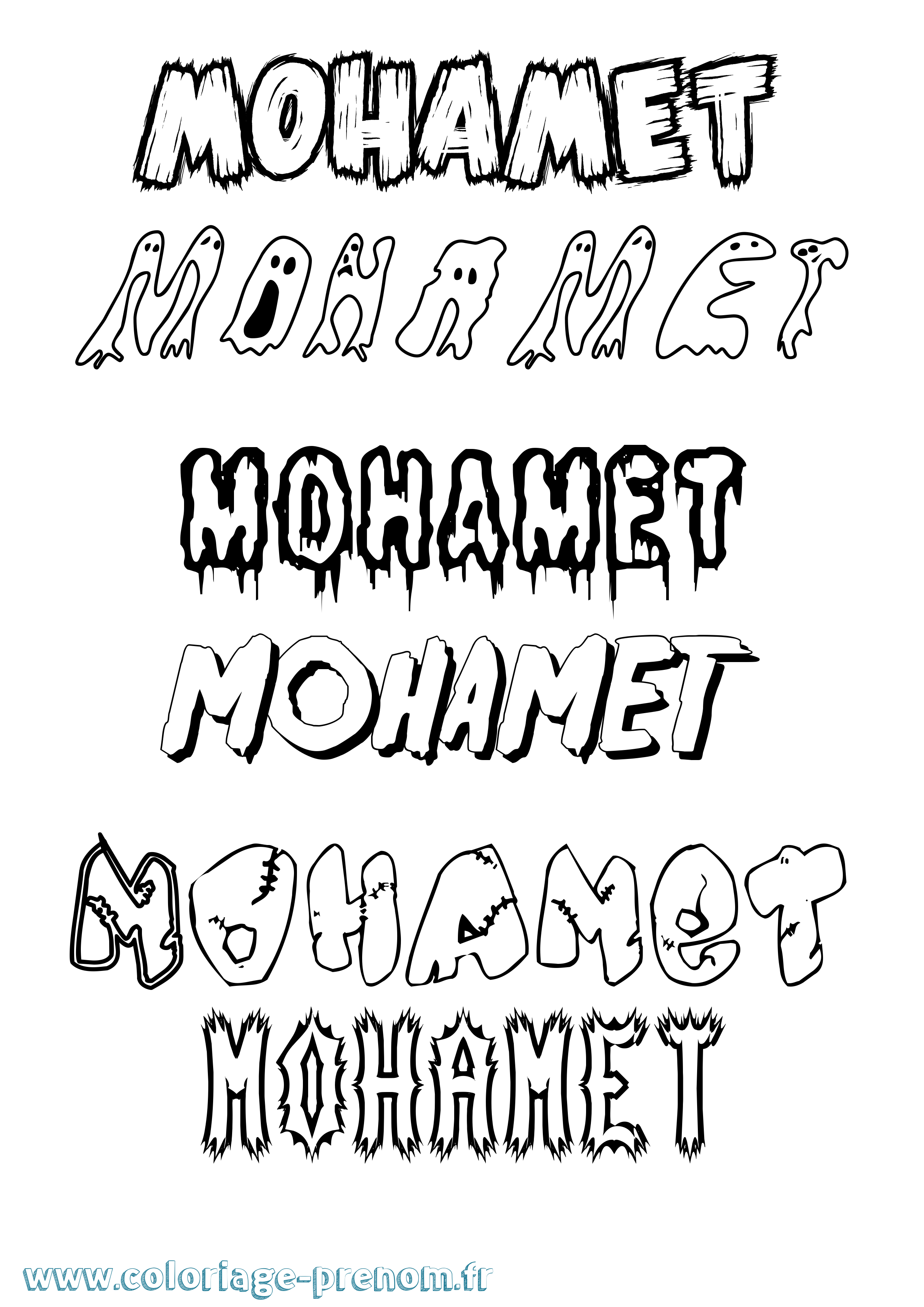 Coloriage Mohamet Frisson Coloriage prénom Mohamet Frisson