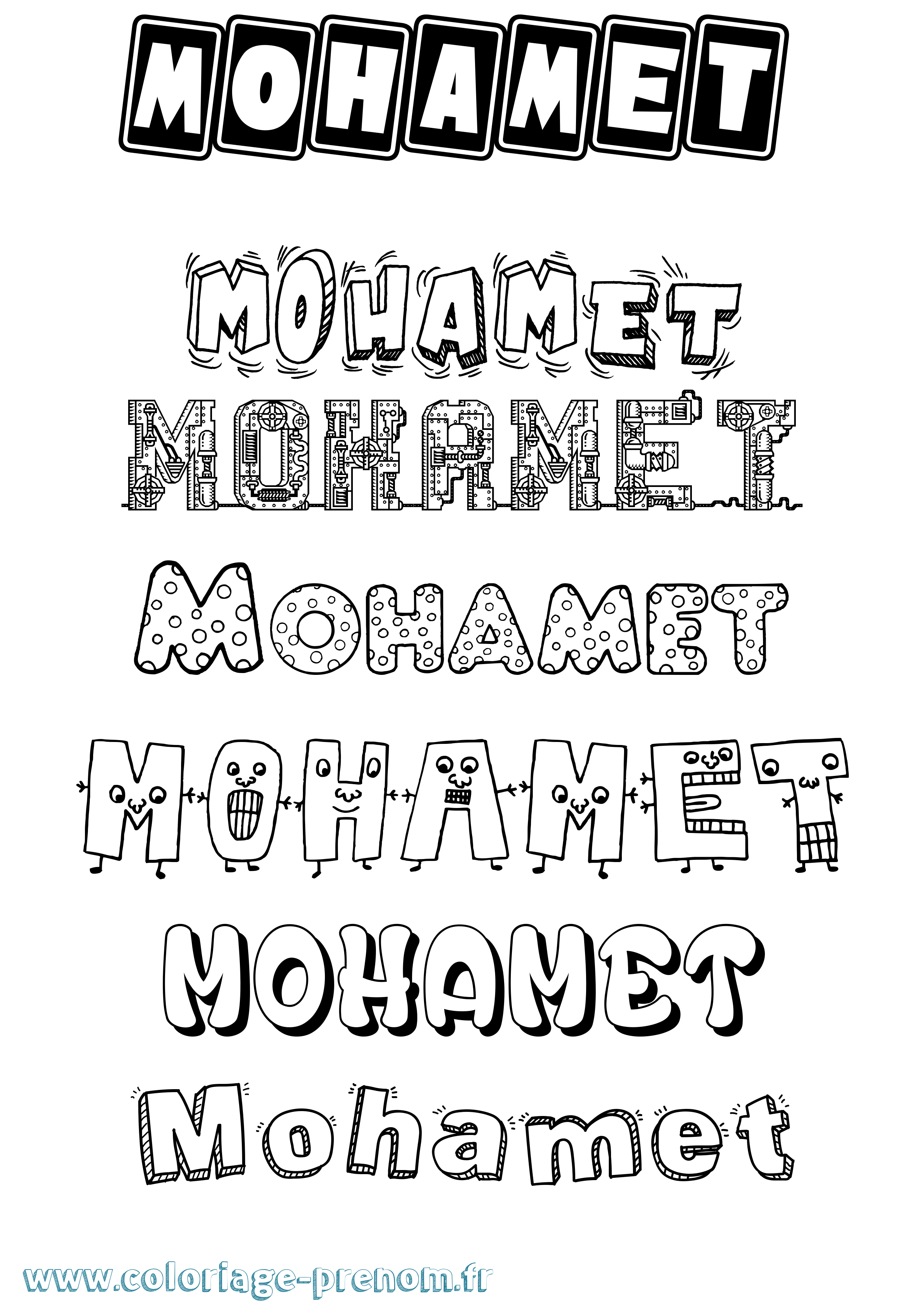 Coloriage Mohamet Fun Coloriage prénom Mohamet Fun