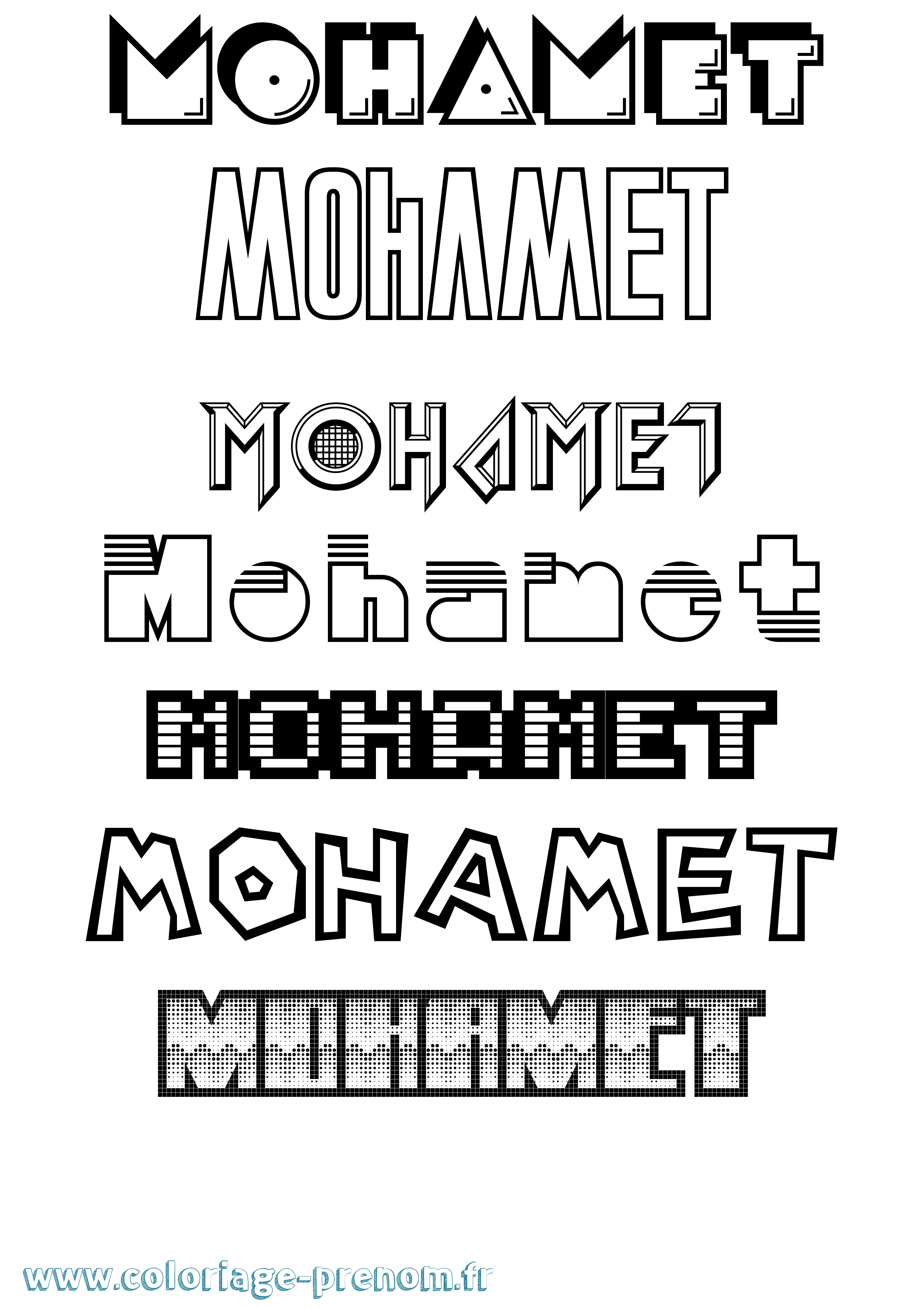 Coloriage Mohamet Jeux Vidéos Coloriage prénom Mohamet Jeux Vidéos