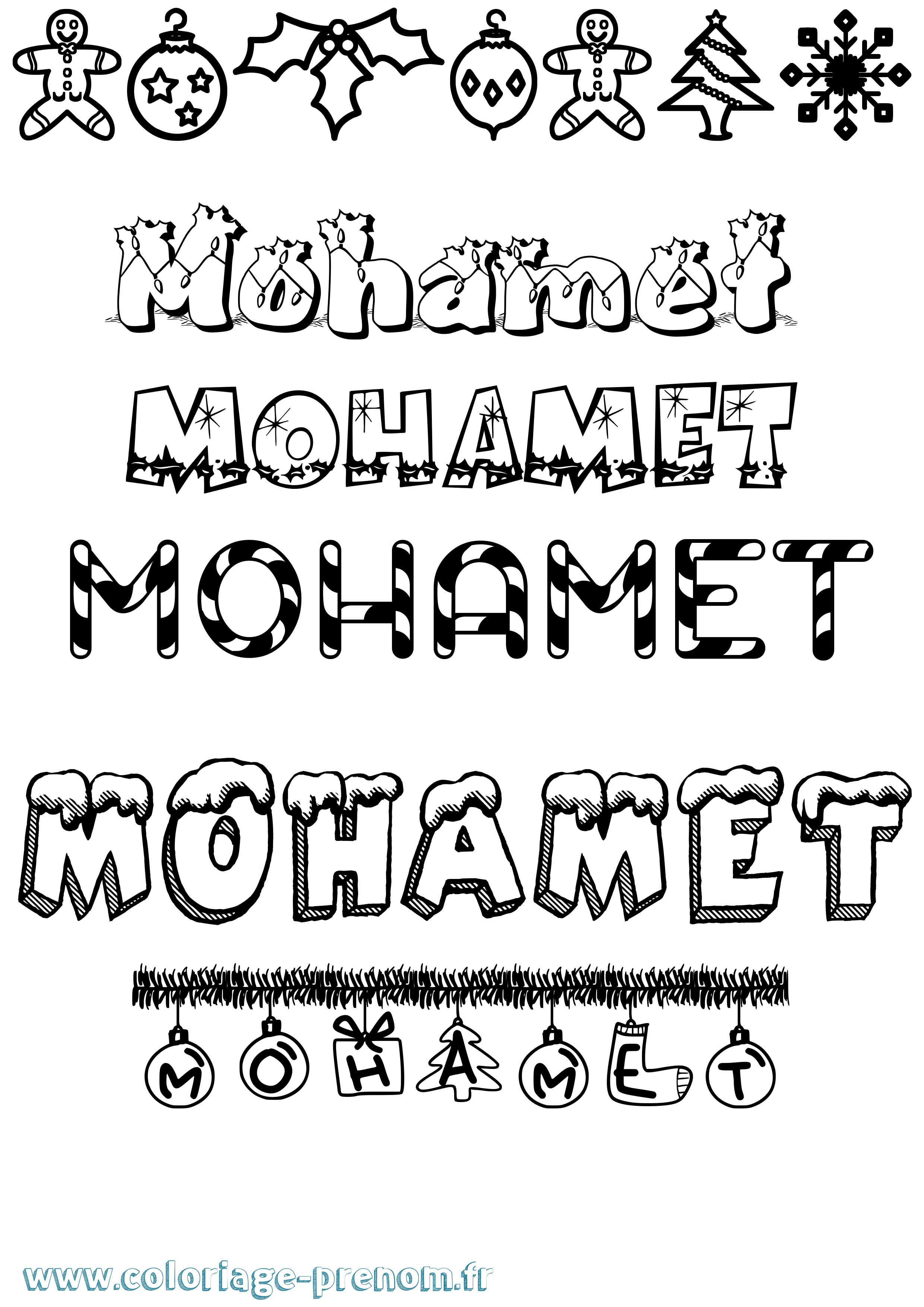 Coloriage Mohamet Noël Coloriage prénom Mohamet Noël