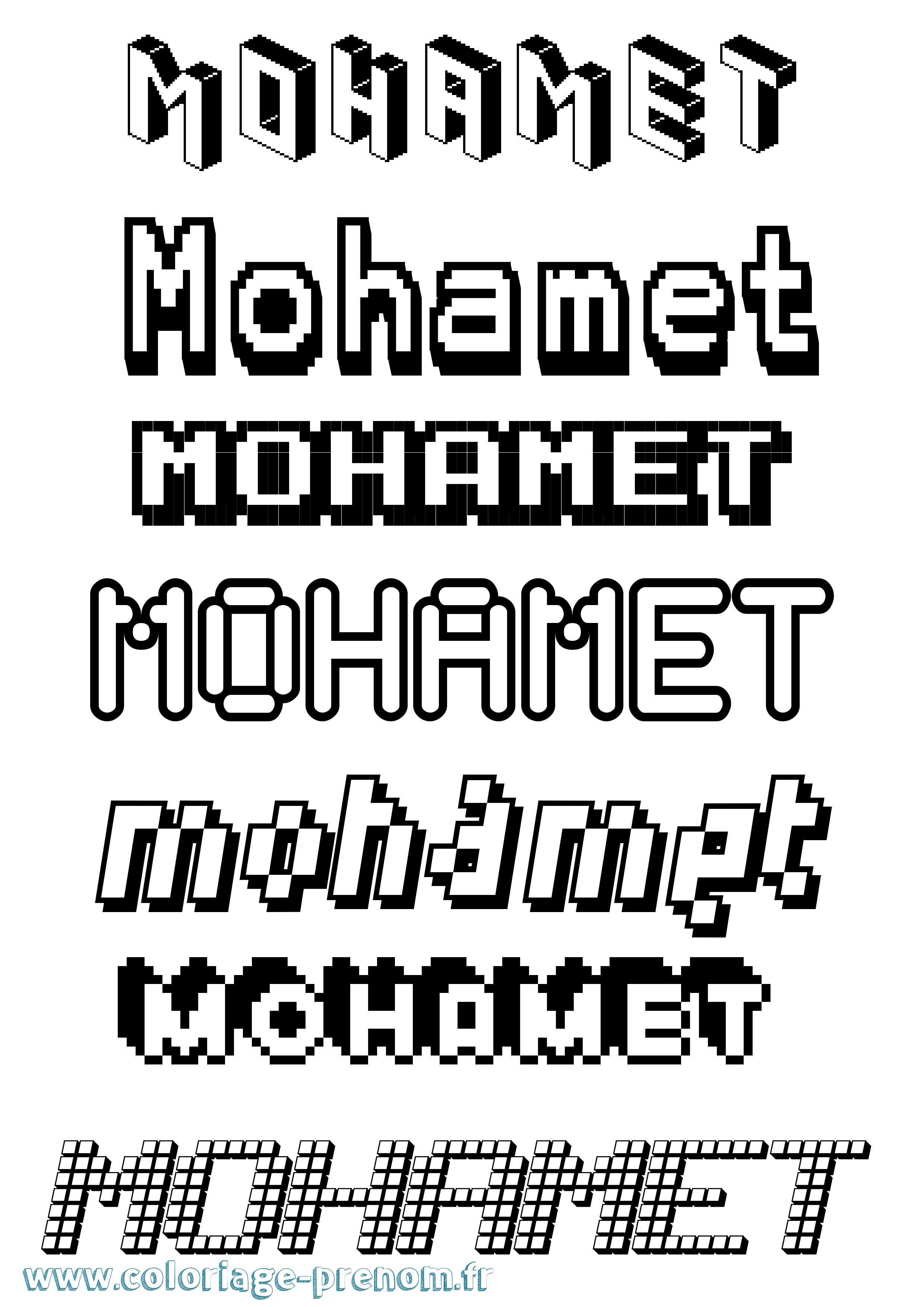 Coloriage Mohamet Pixel Coloriage prénom Mohamet Pixel