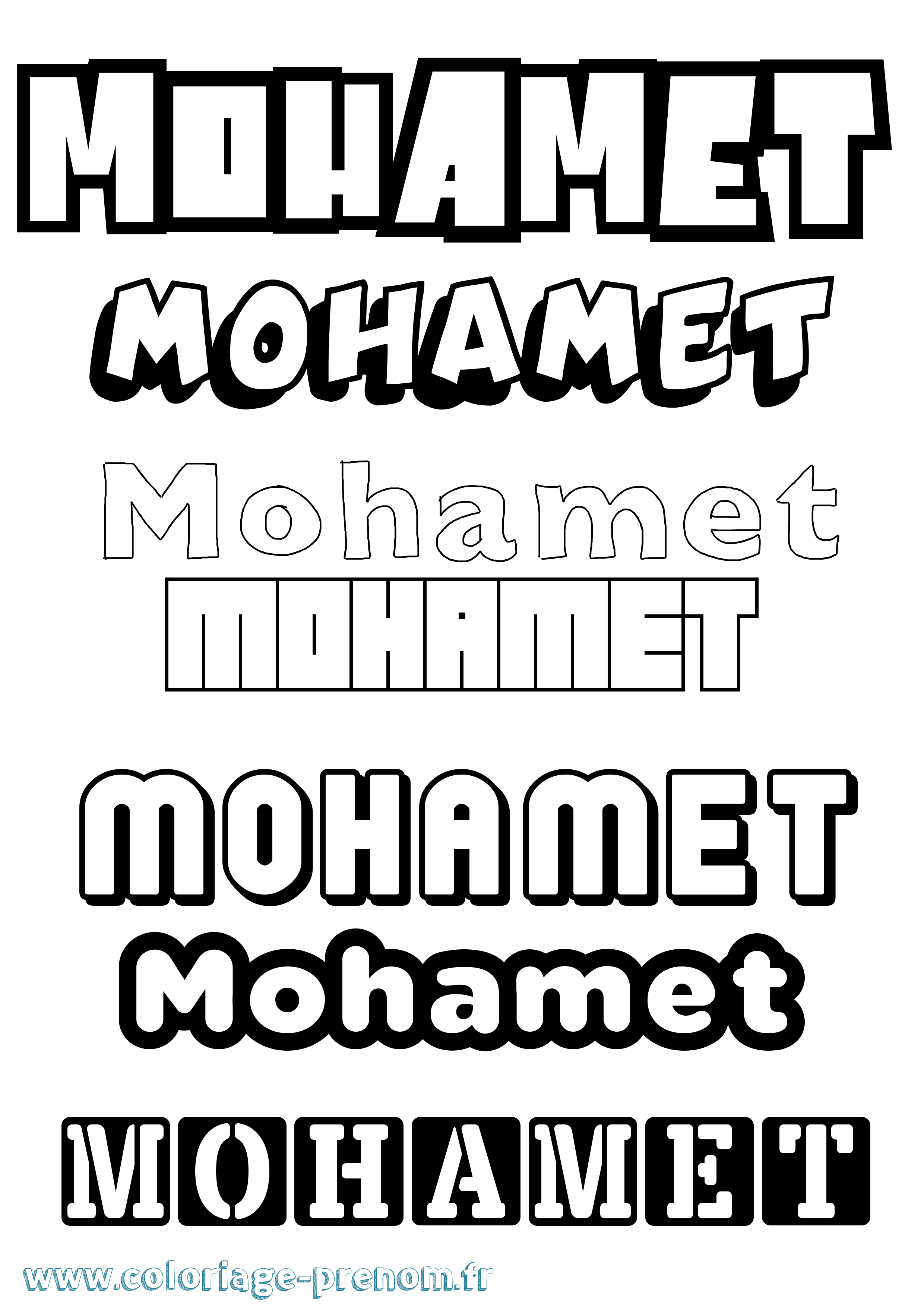 Coloriage Mohamet Simple Coloriage prénom Mohamet Simple