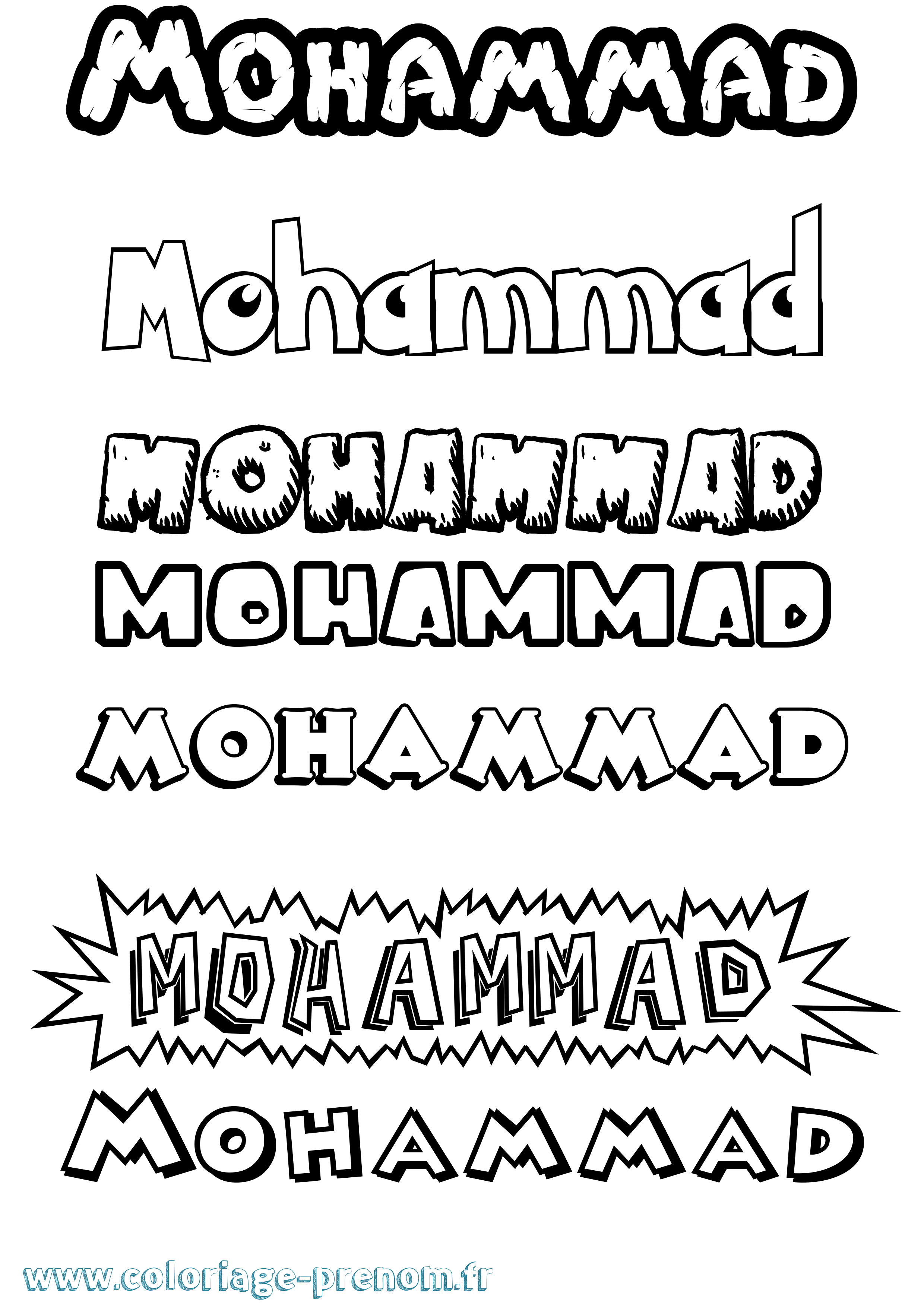 Coloriage prénom Mohammad Dessin Animé