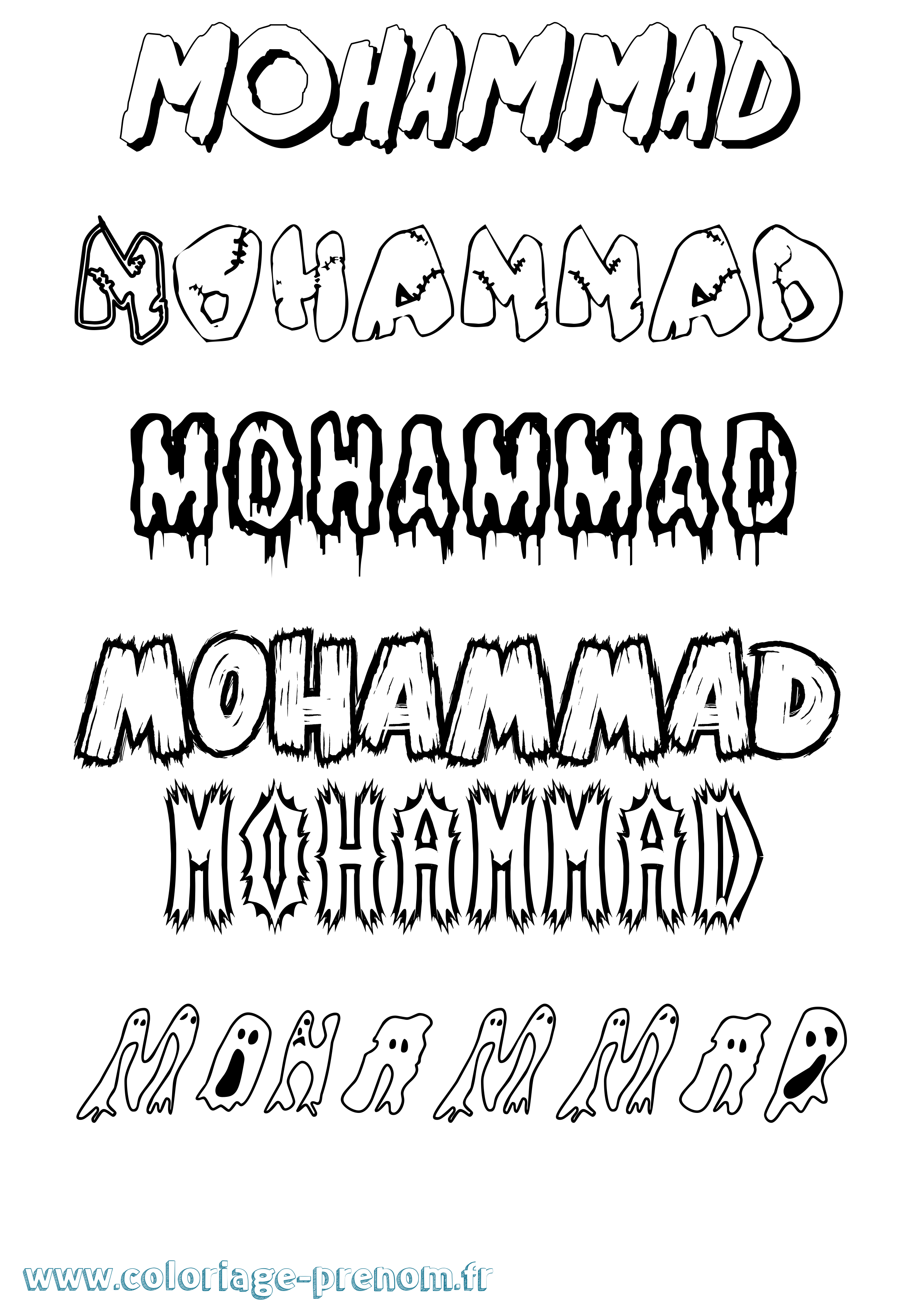 Coloriage prénom Mohammad Frisson