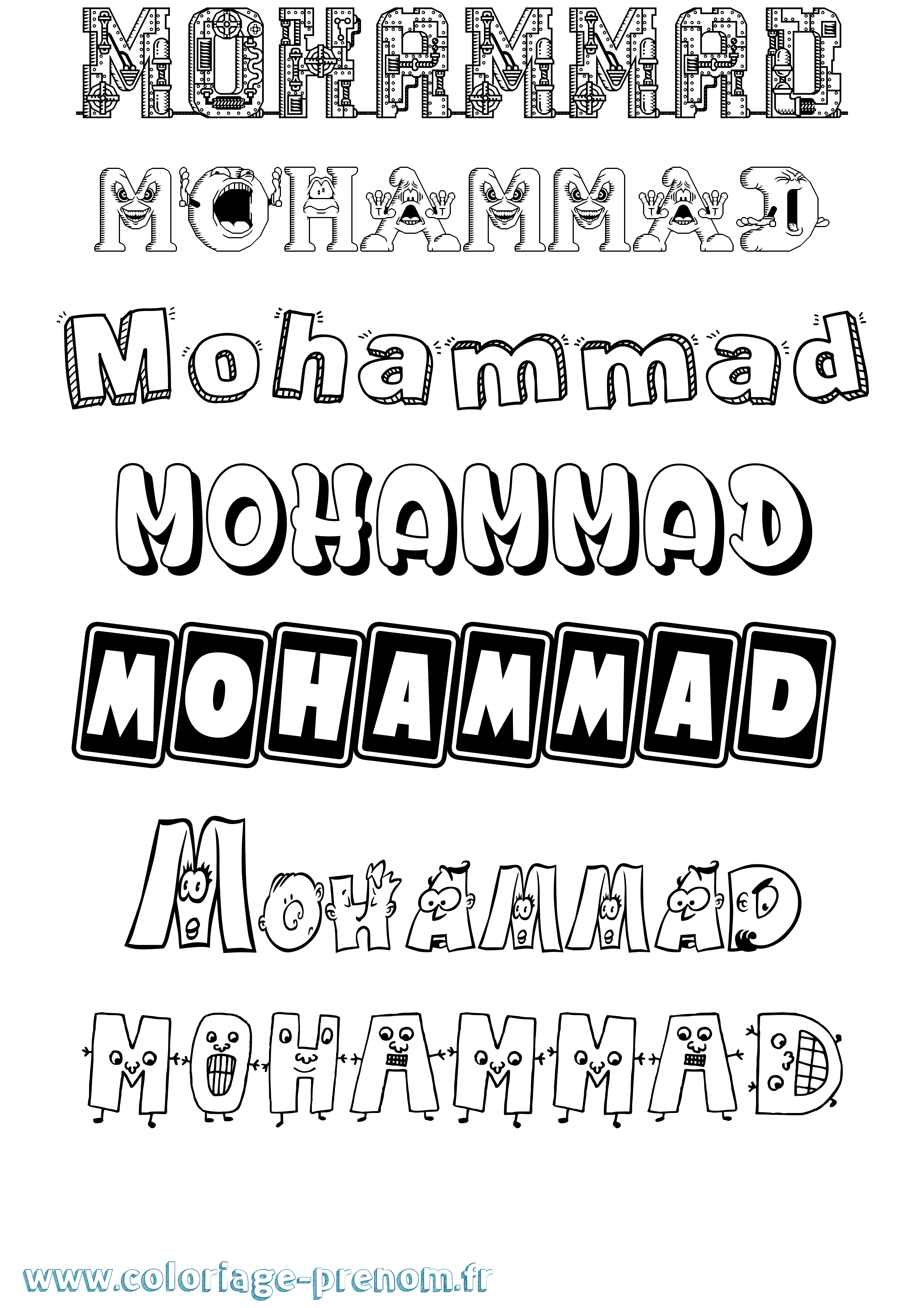 Coloriage prénom Mohammad Fun