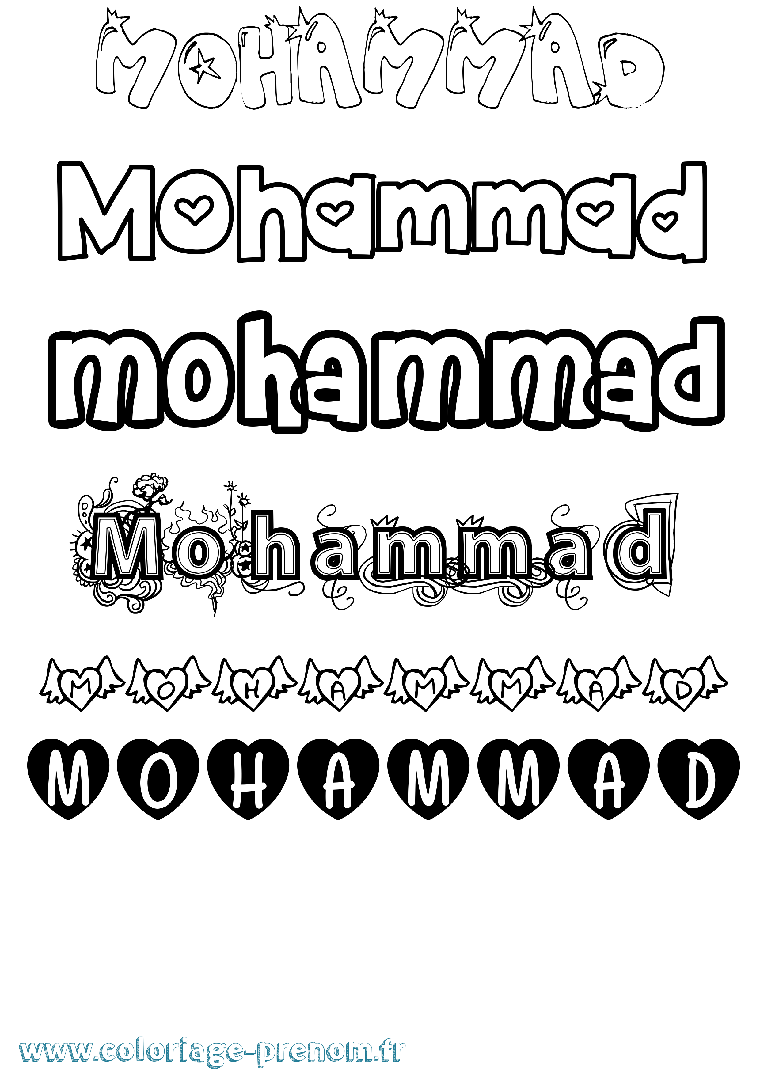 Coloriage prénom Mohammad Girly