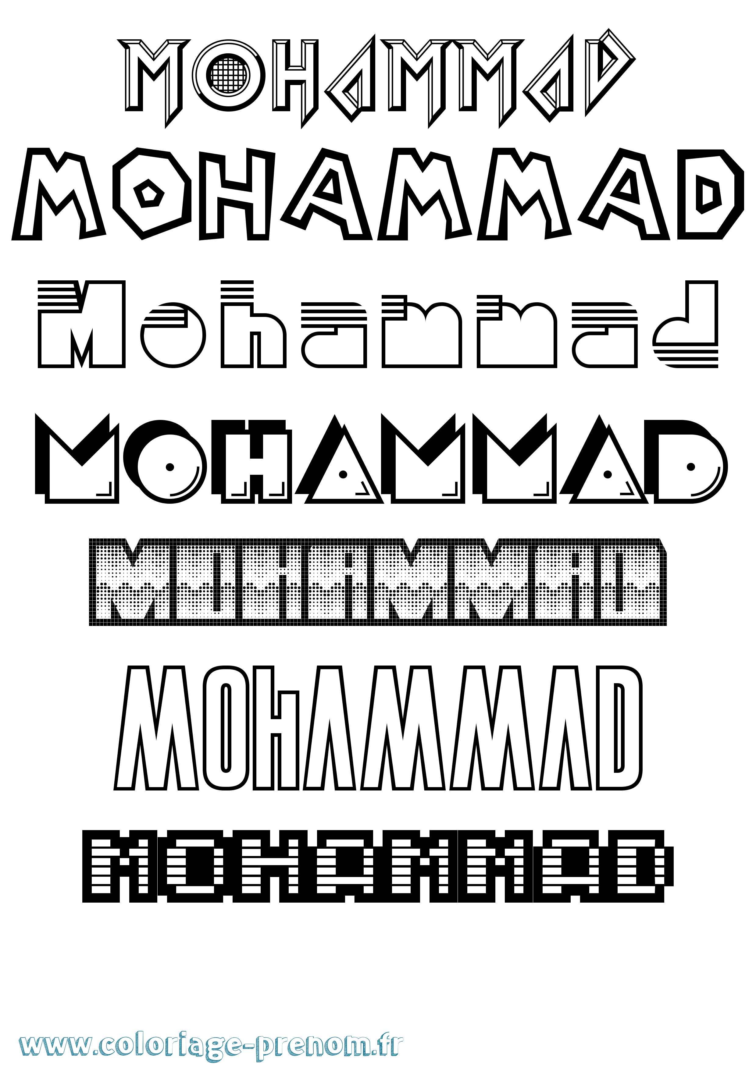 Coloriage prénom Mohammad Jeux Vidéos