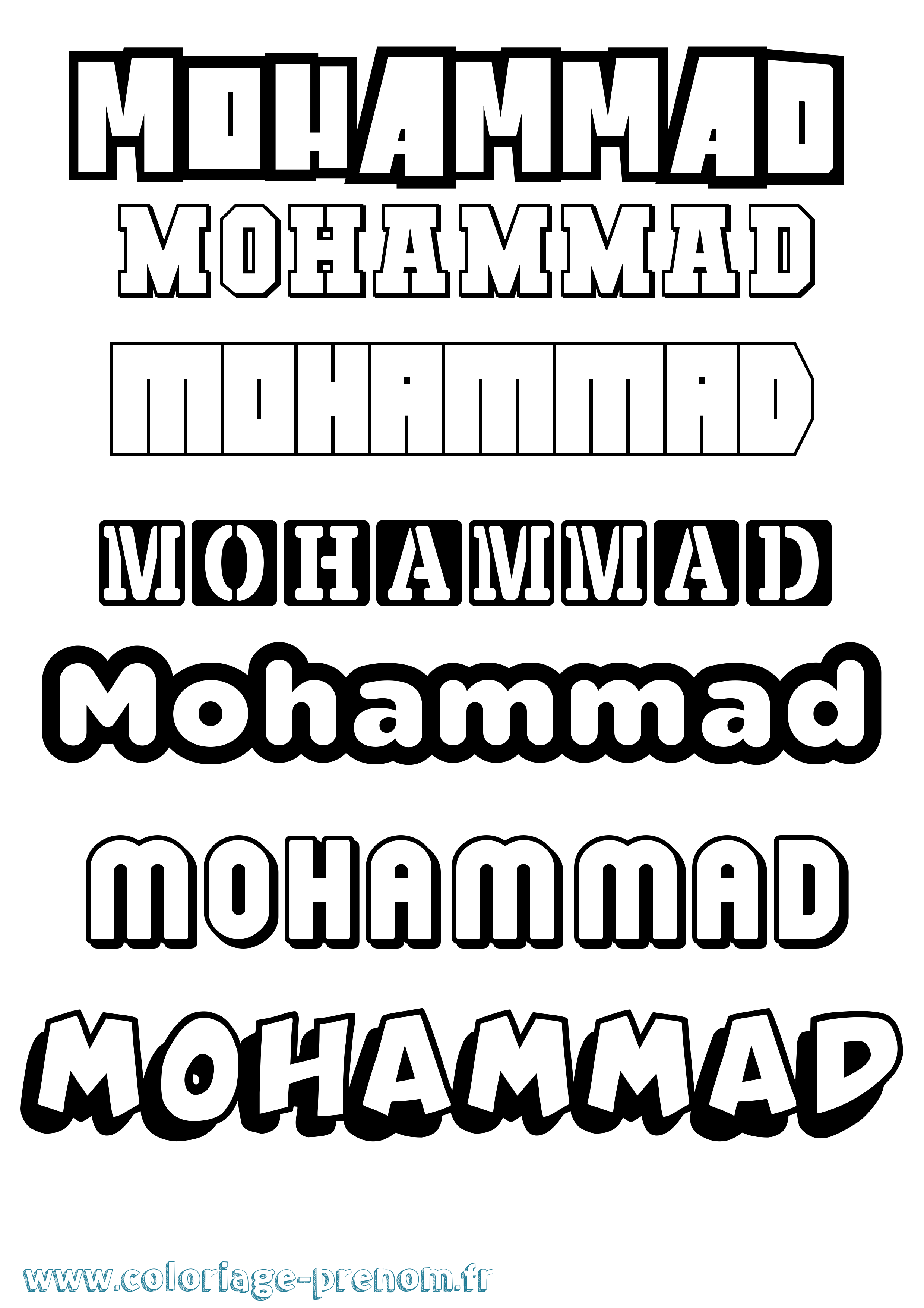 Coloriage prénom Mohammad Simple