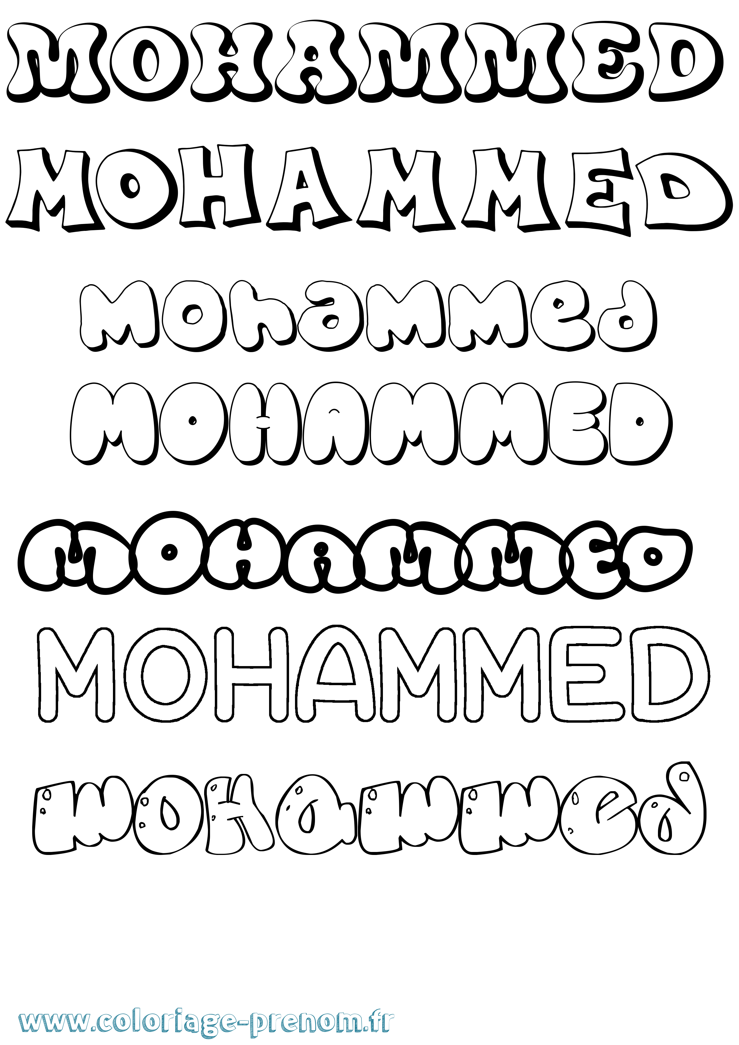 Coloriage Mohammed Bubble Coloriage prénom Mohammed Bubble