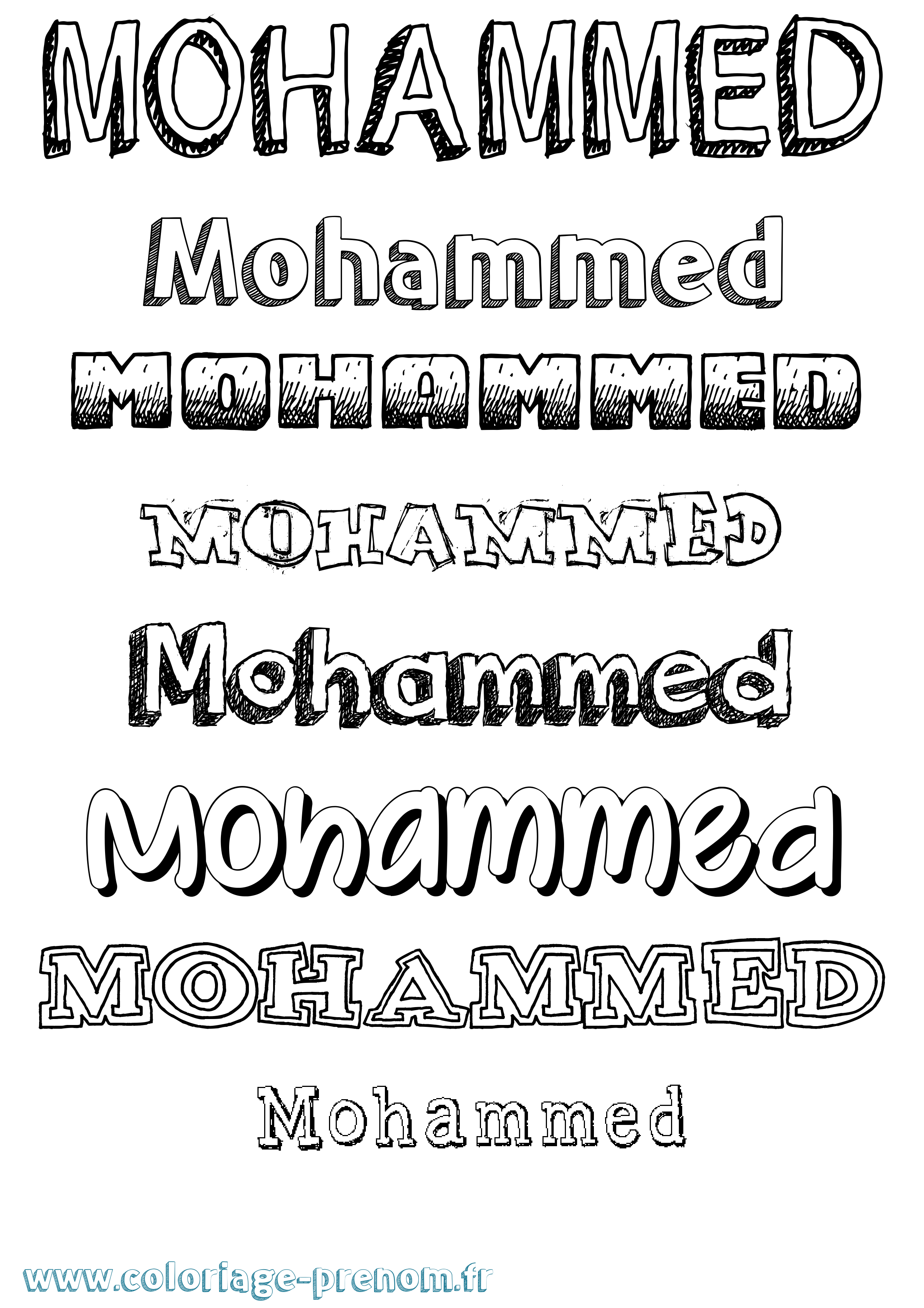 Coloriage Mohammed Dessiné Coloriage prénom Mohammed Dessiné