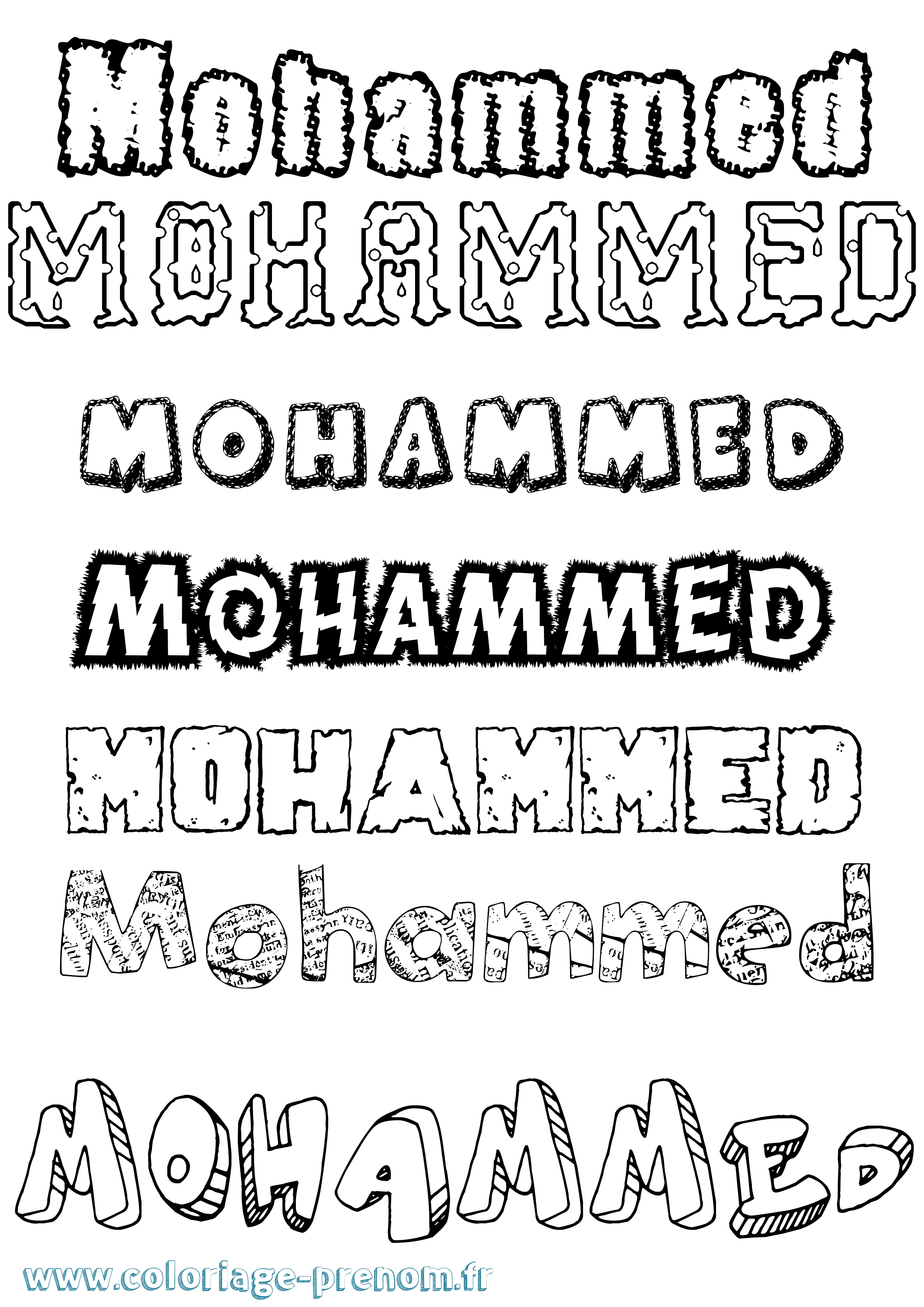Coloriage Mohammed Destructuré Coloriage prénom Mohammed Destructuré