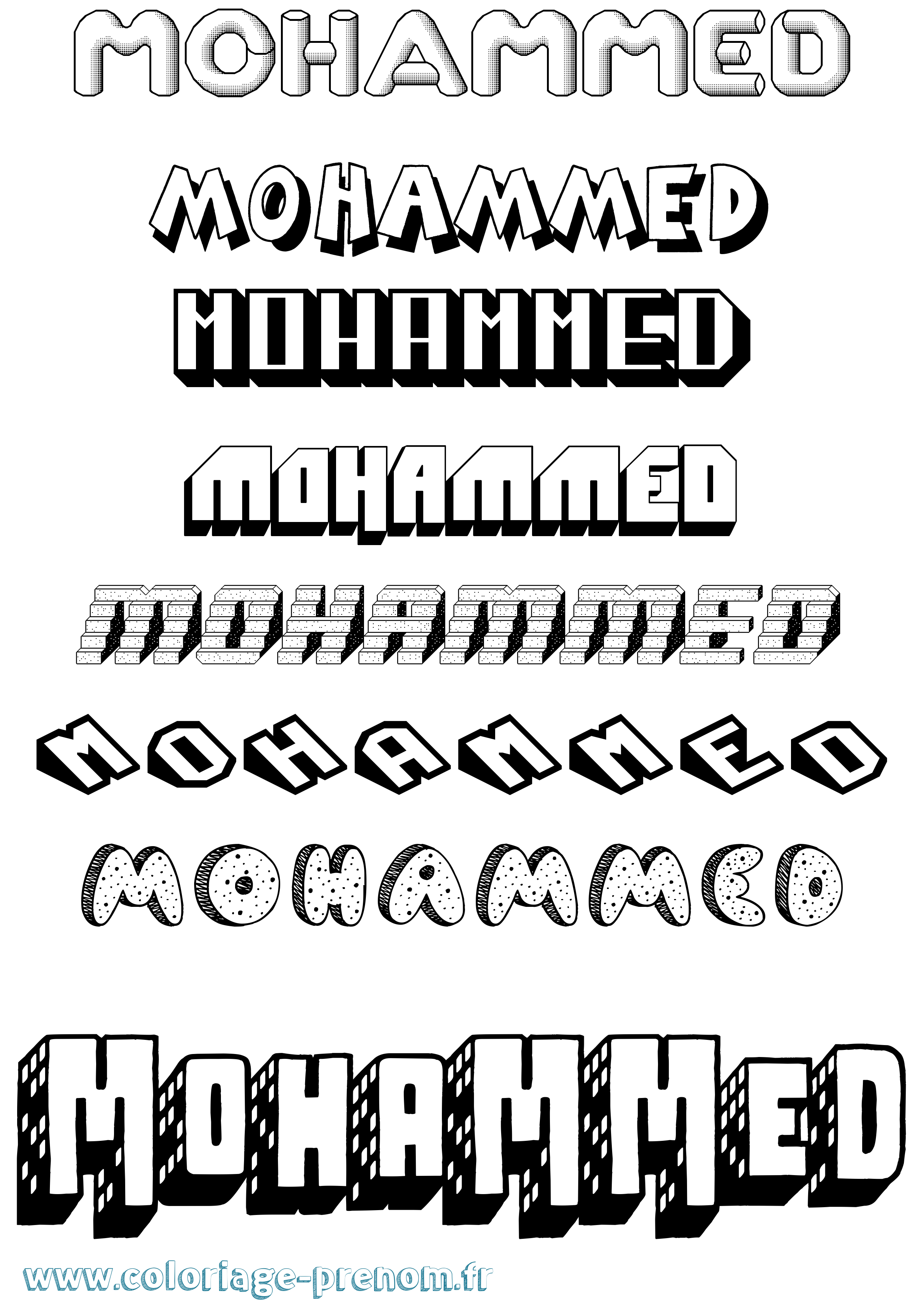 Coloriage Mohammed Effet 3D Coloriage prénom Mohammed Effet 3D