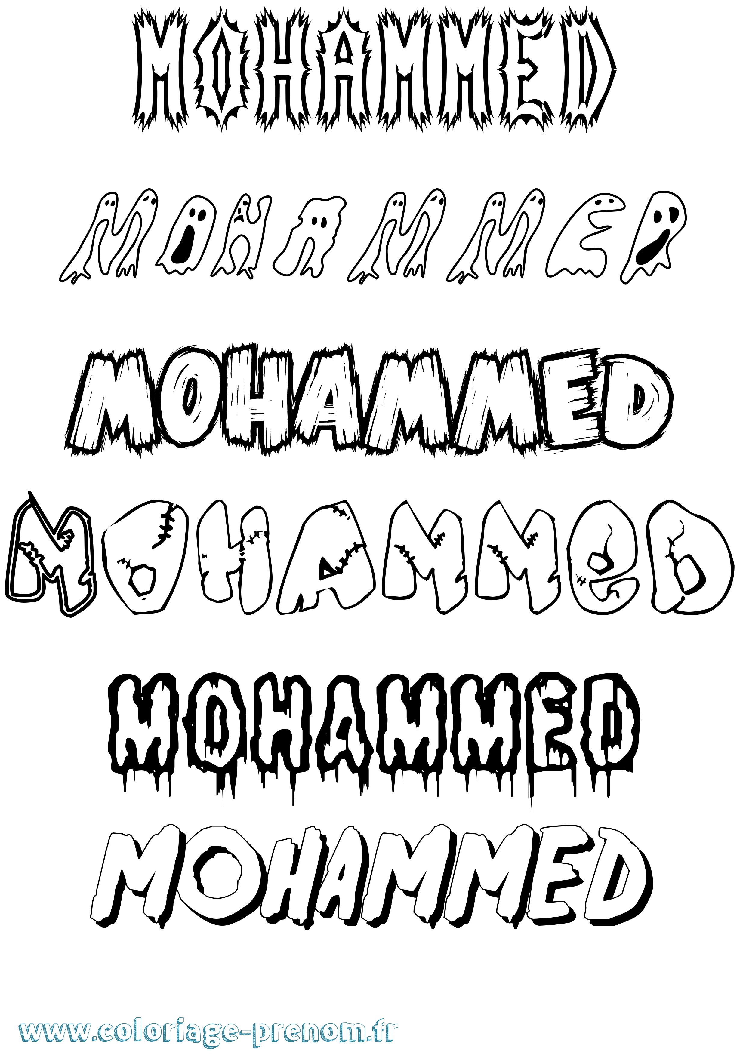 Coloriage Mohammed Frisson Coloriage prénom Mohammed Frisson