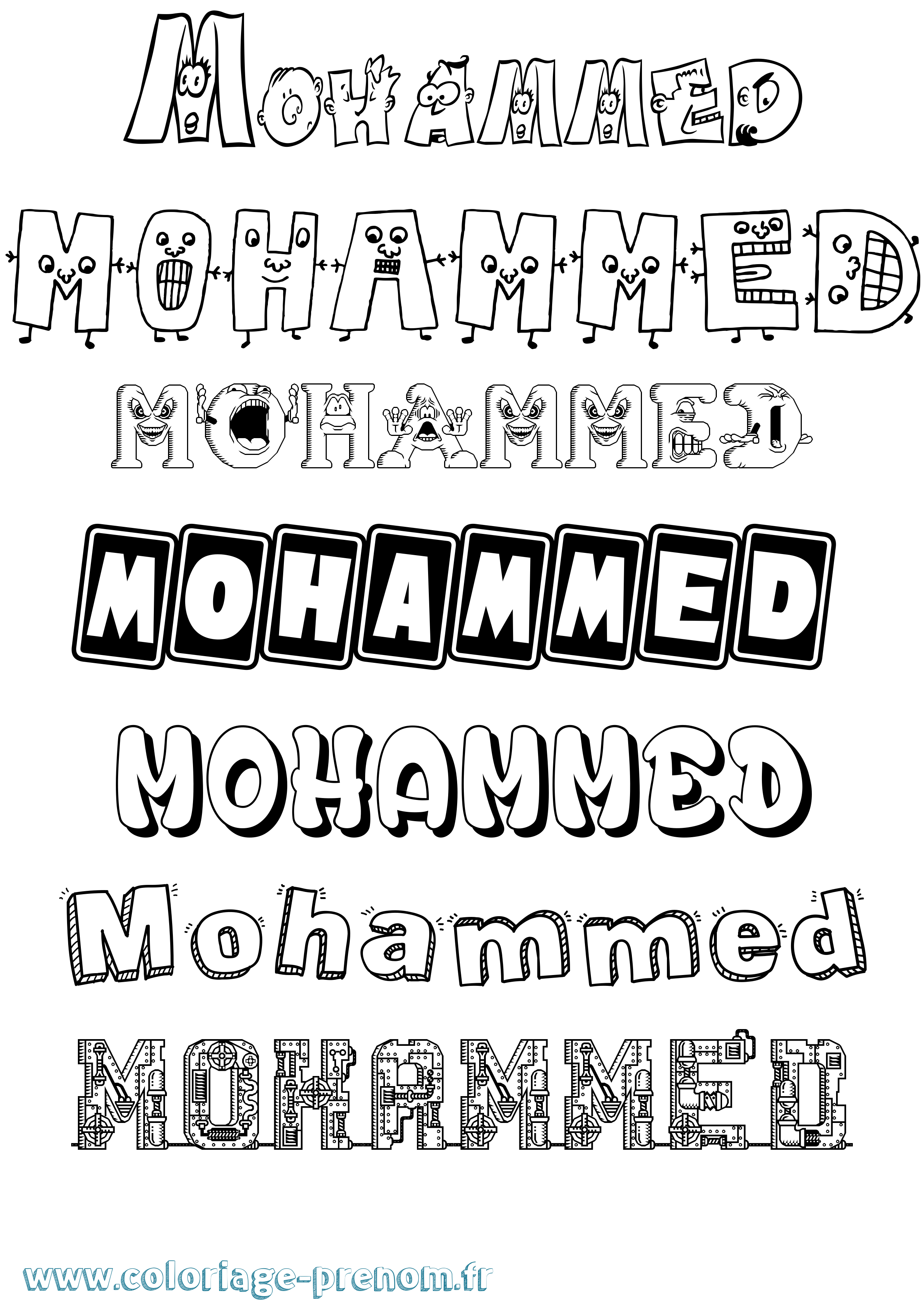 Coloriage Mohammed Fun Coloriage prénom Mohammed Fun