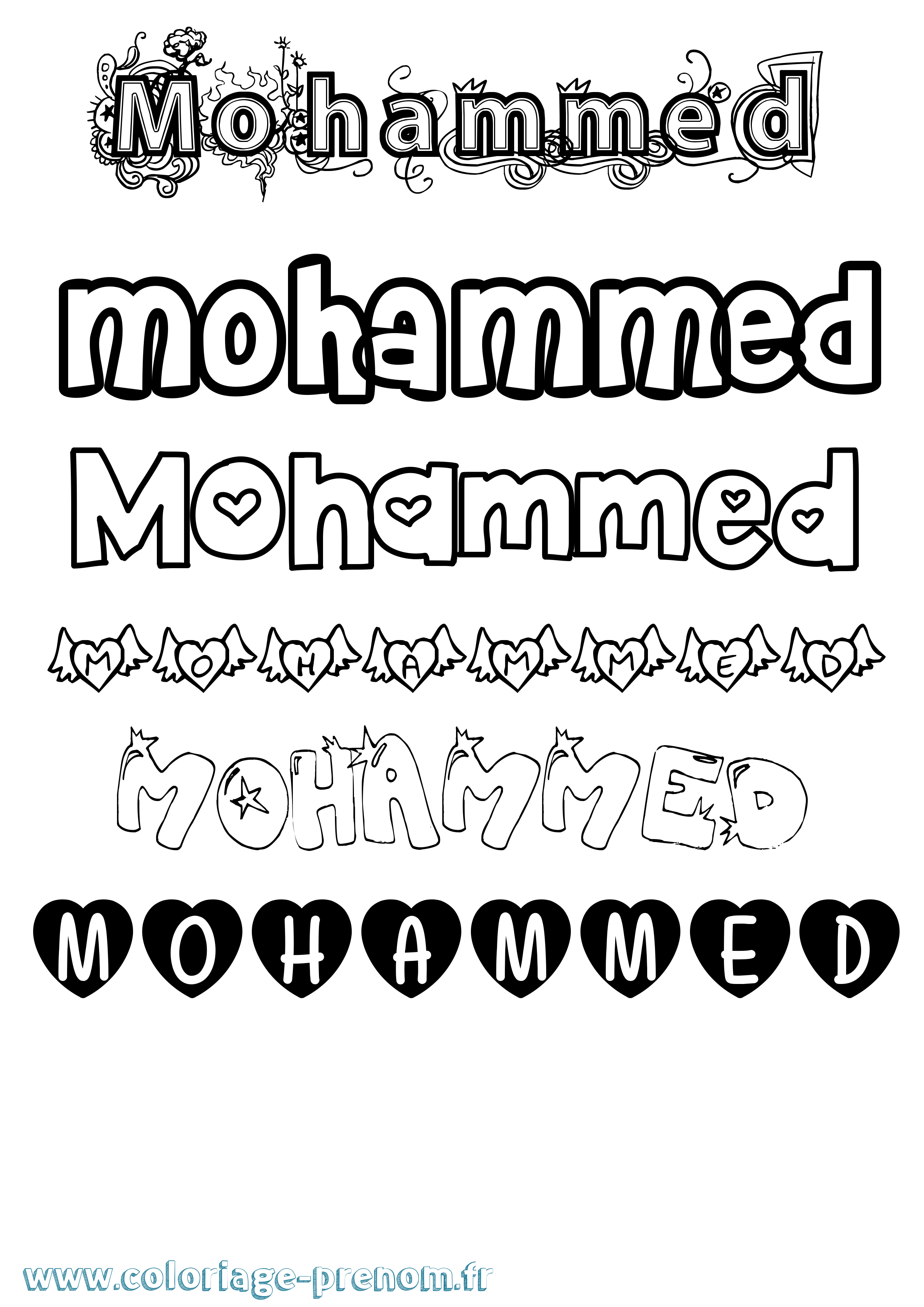 Coloriage Mohammed Girly Coloriage prénom Mohammed Girly