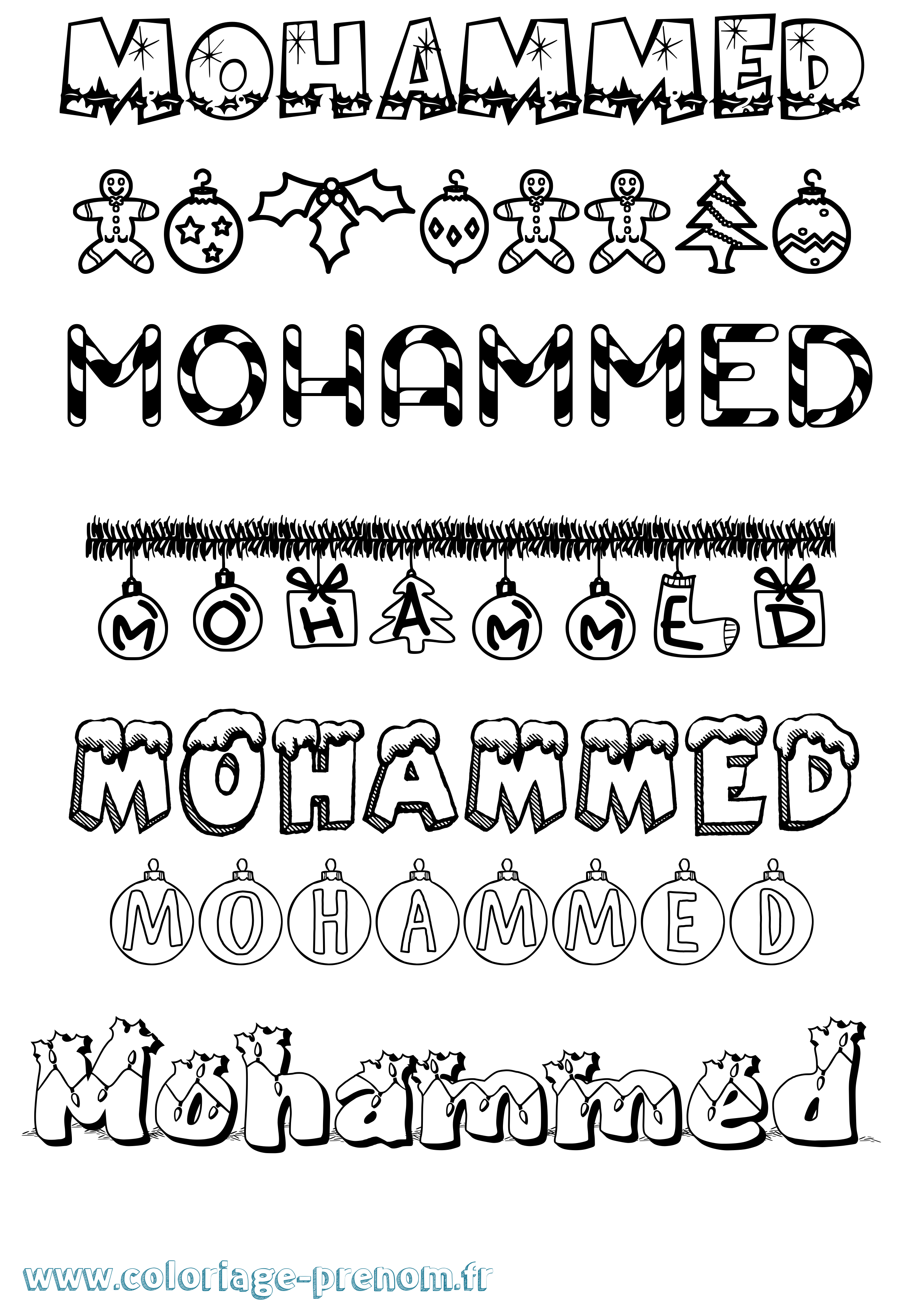 Coloriage Mohammed Noël Coloriage prénom Mohammed Noël