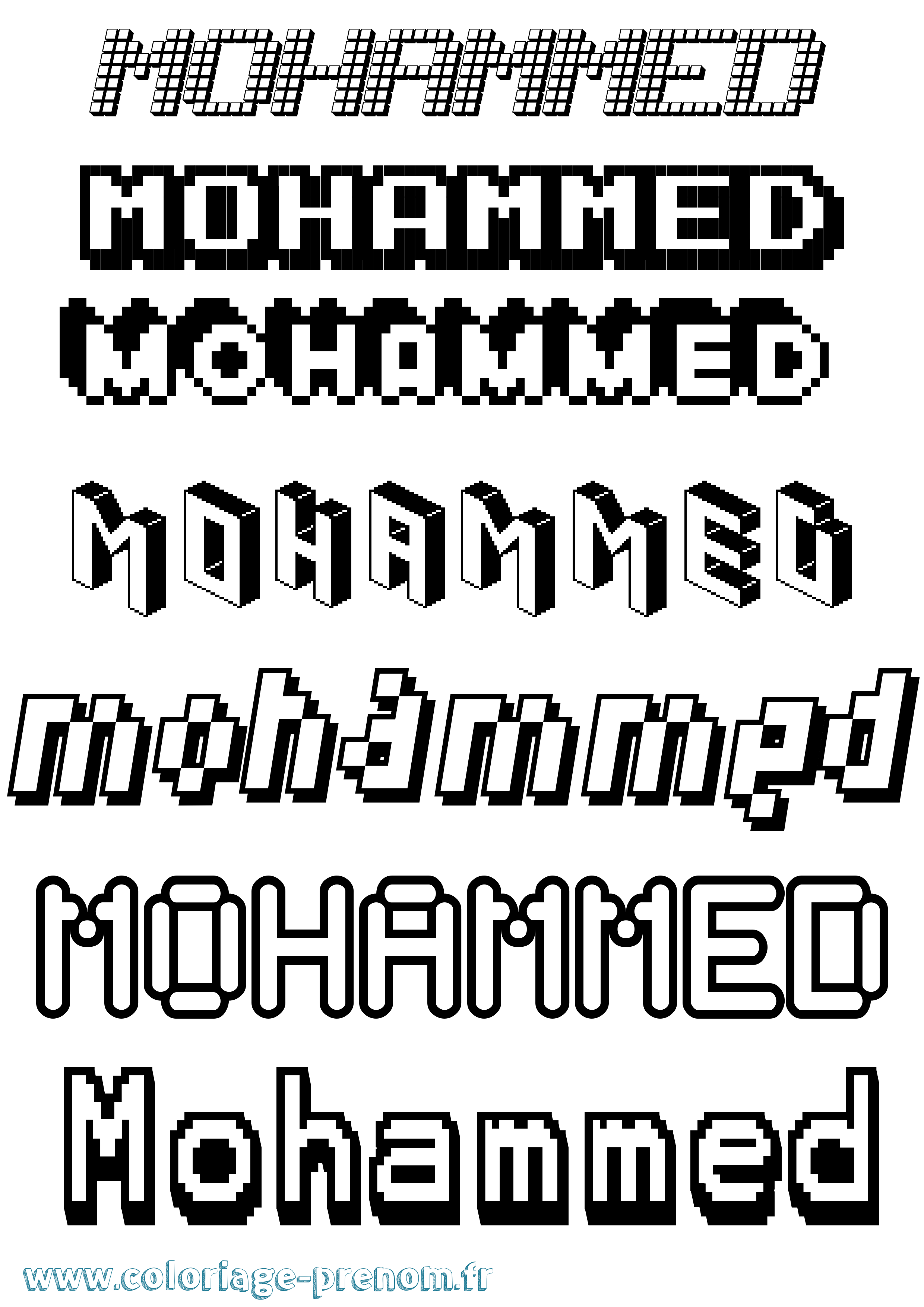 Coloriage Mohammed Pixel Coloriage prénom Mohammed Pixel