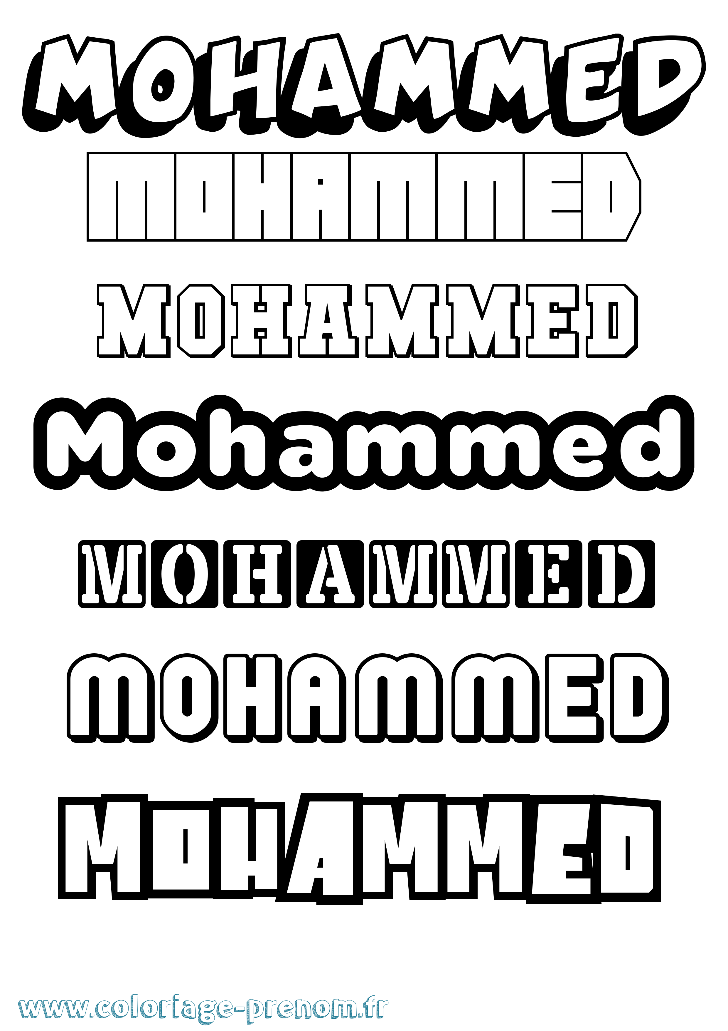 Coloriage Mohammed Simple Coloriage prénom Mohammed Simple