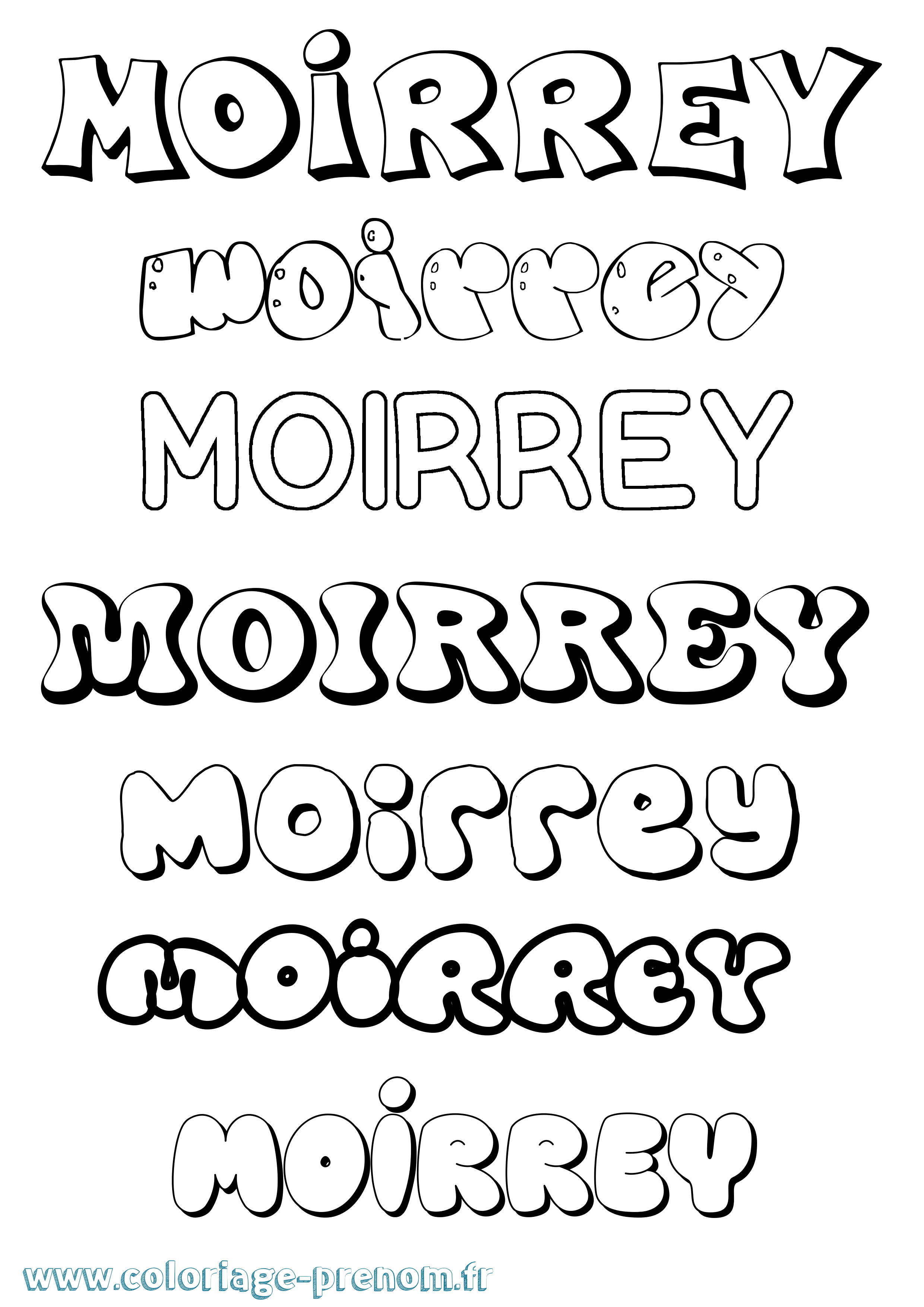 Coloriage prénom Moirrey Bubble