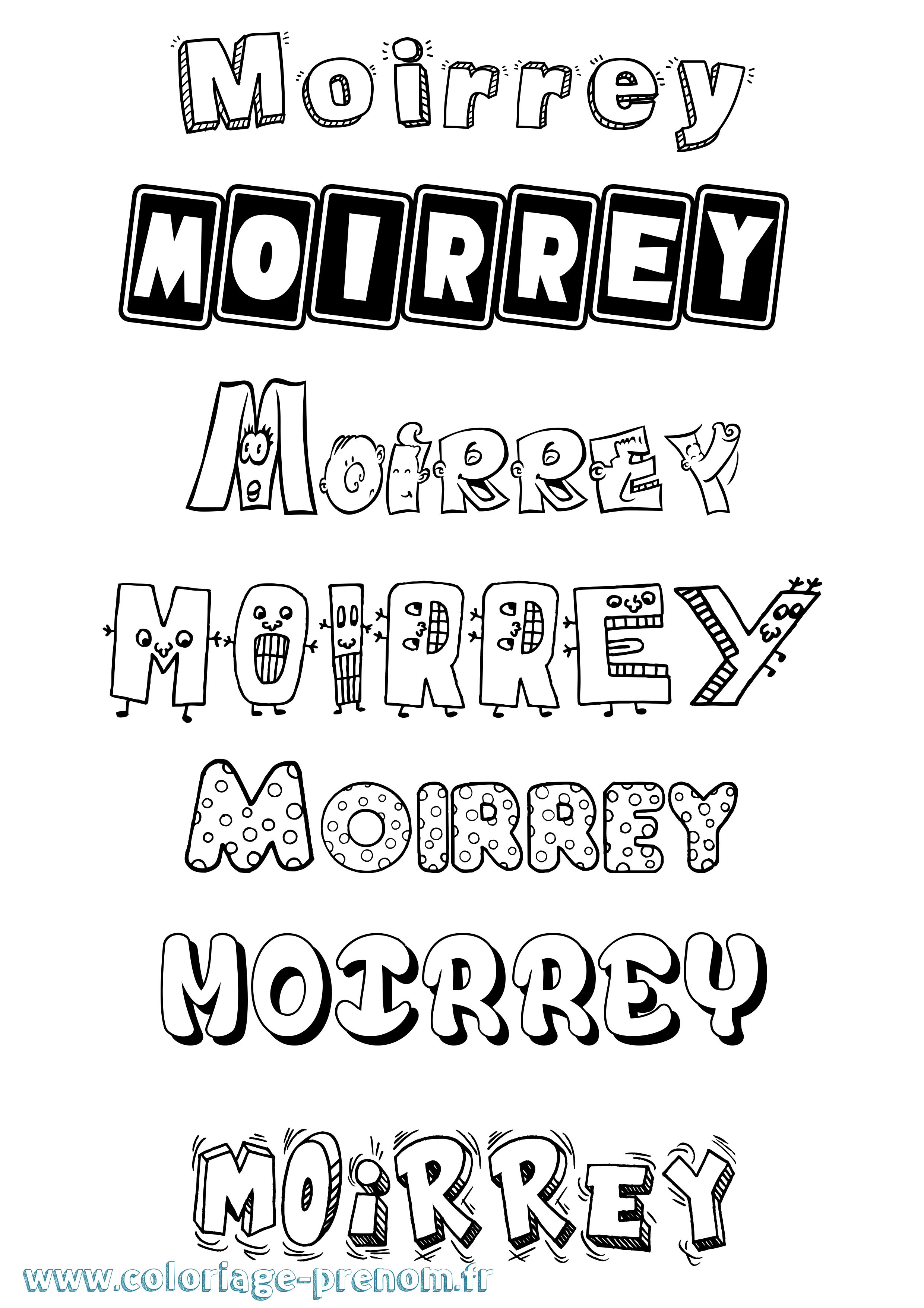 Coloriage prénom Moirrey Fun
