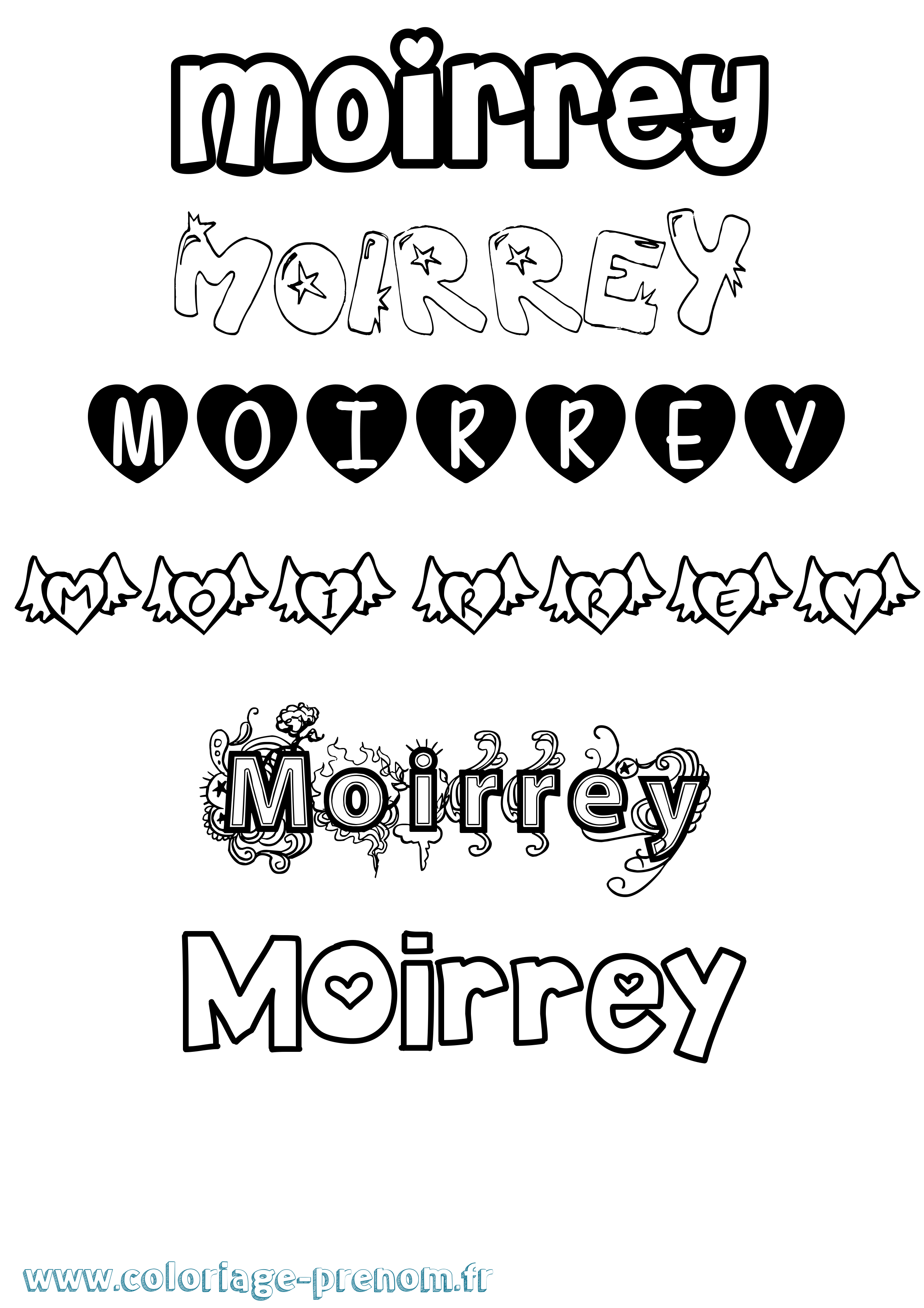 Coloriage prénom Moirrey Girly