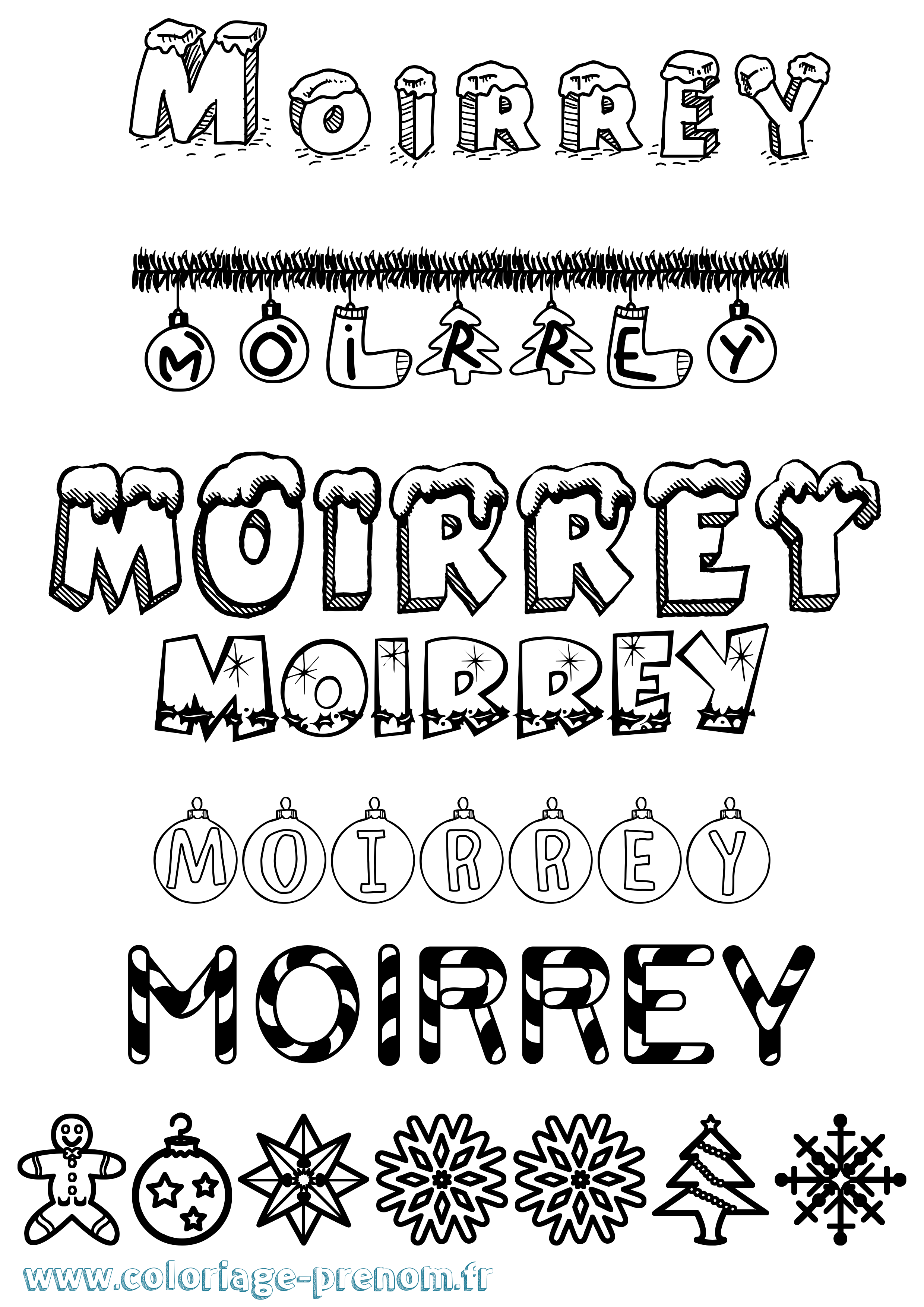 Coloriage prénom Moirrey Noël