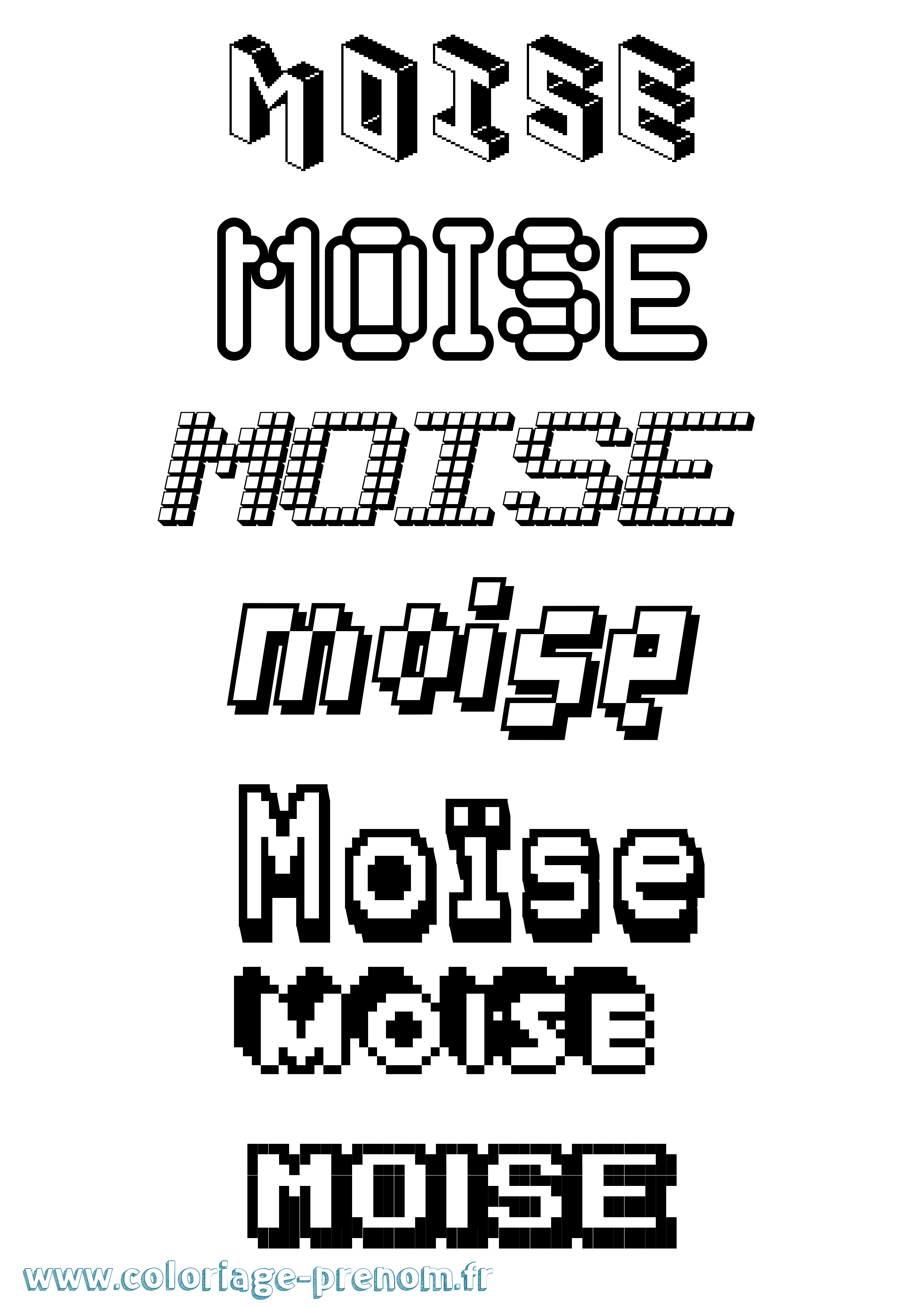 Coloriage prénom Moïse Pixel