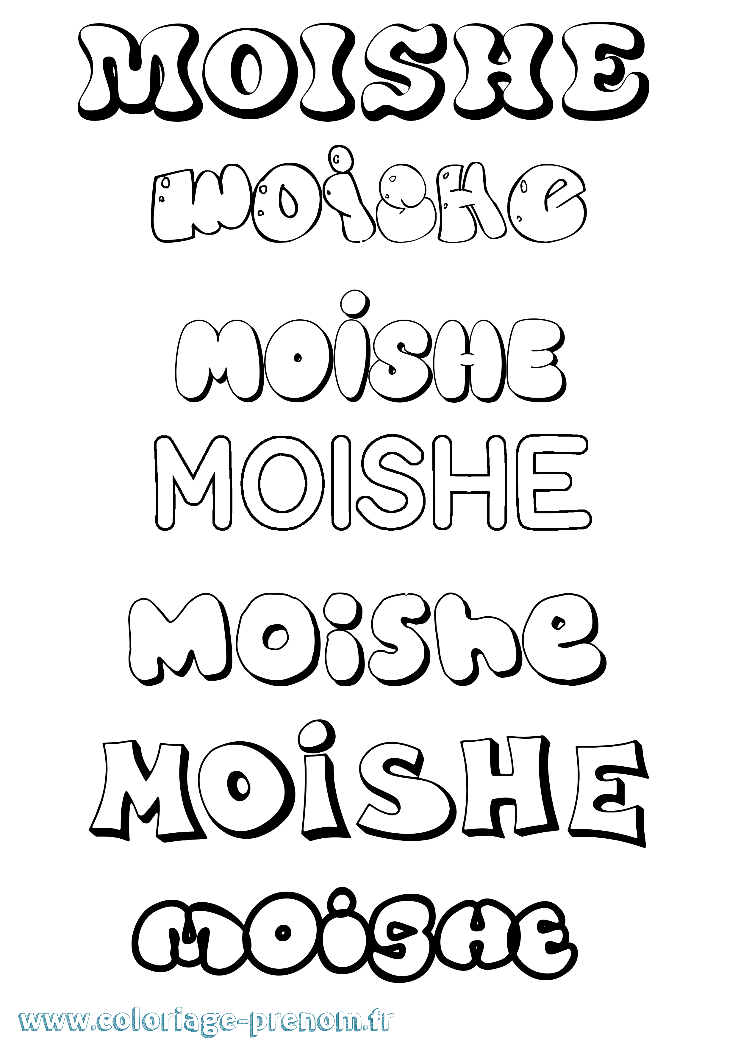 Coloriage prénom Moishe Bubble