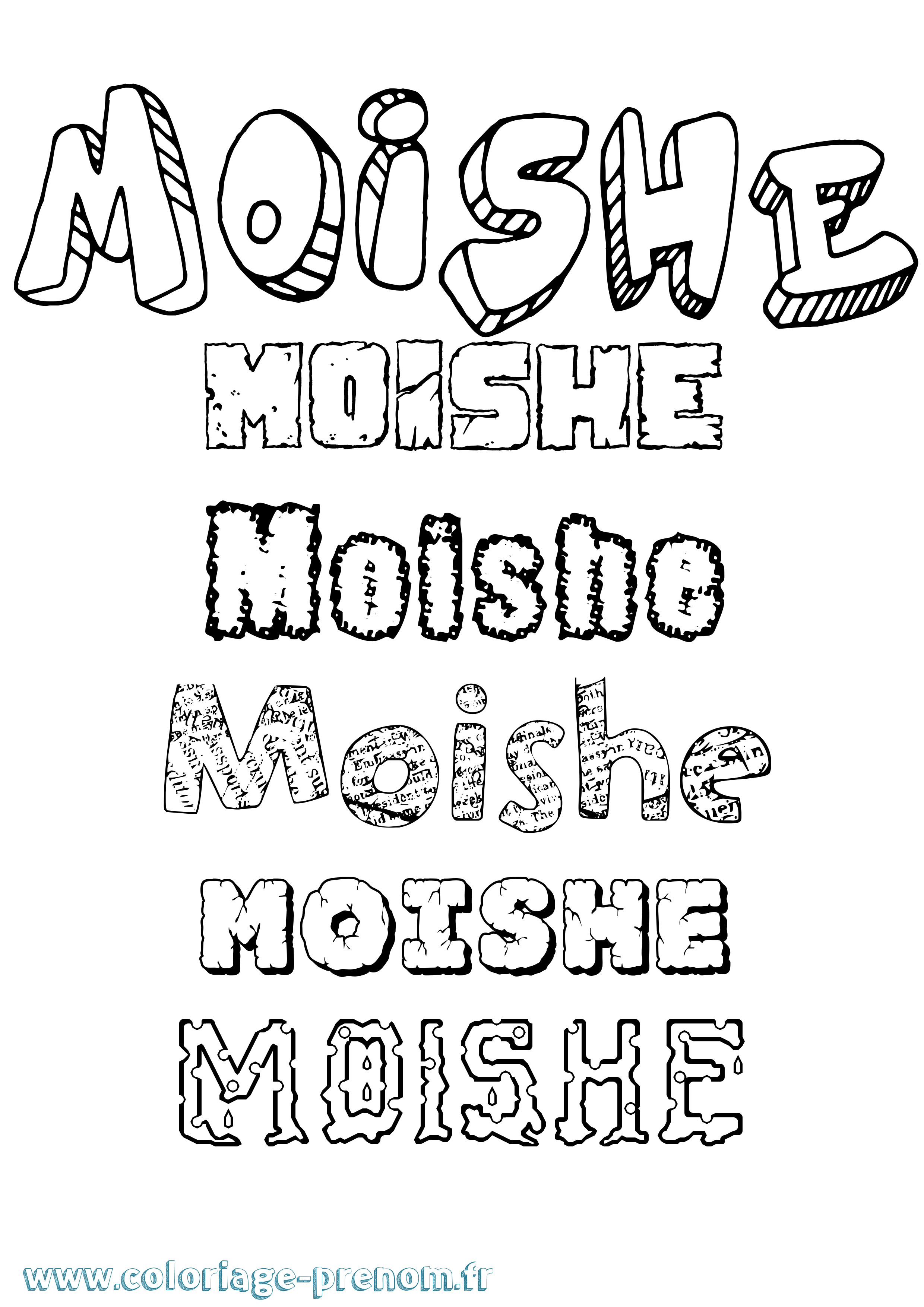 Coloriage prénom Moishe Destructuré