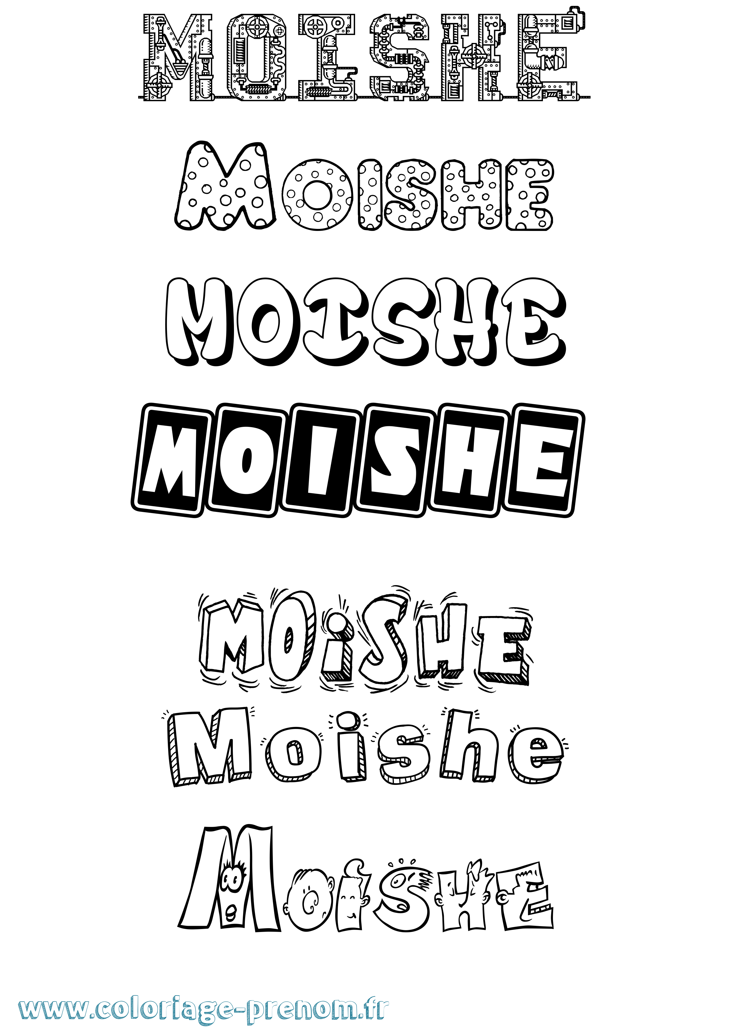 Coloriage prénom Moishe Fun