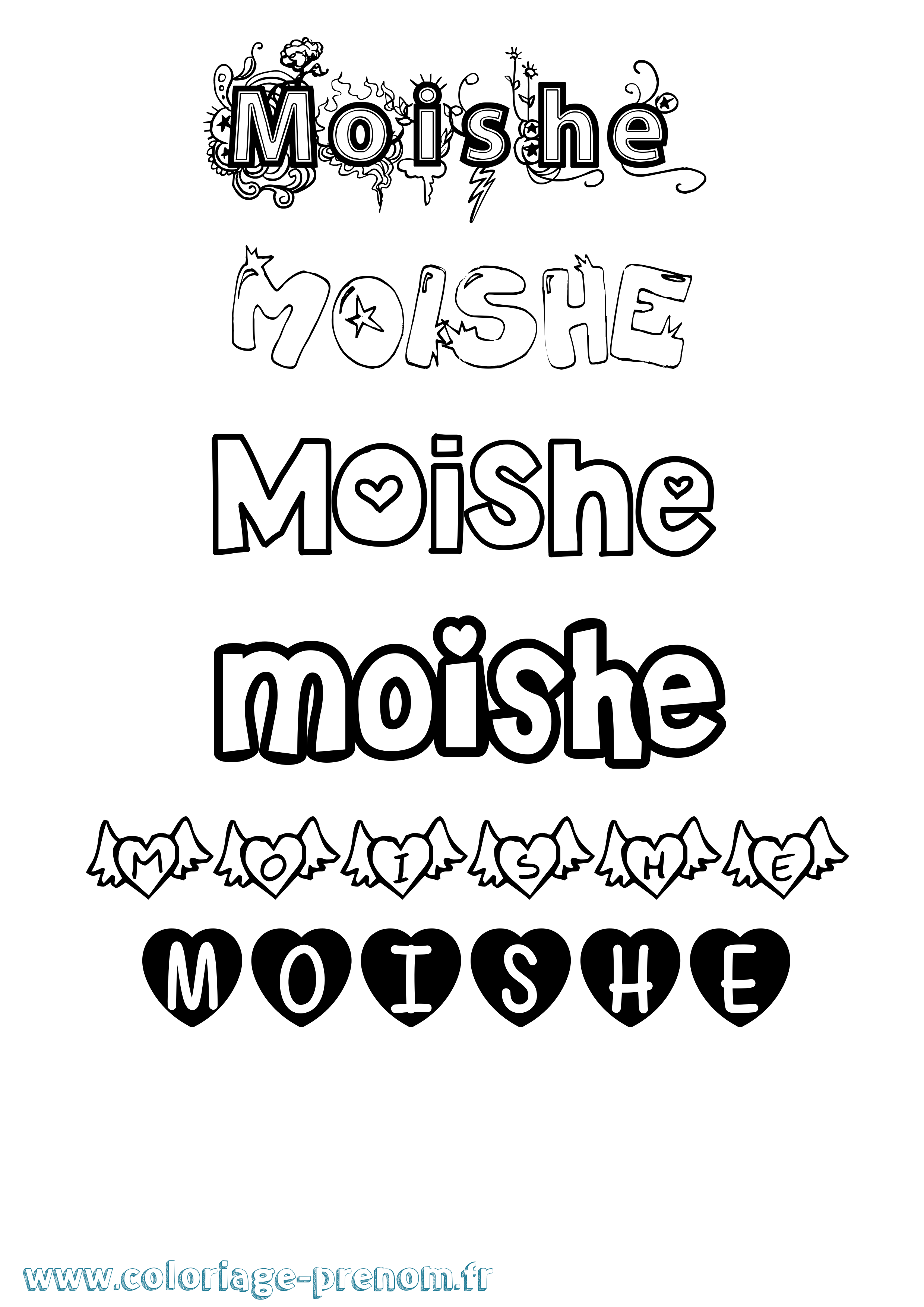 Coloriage prénom Moishe Girly