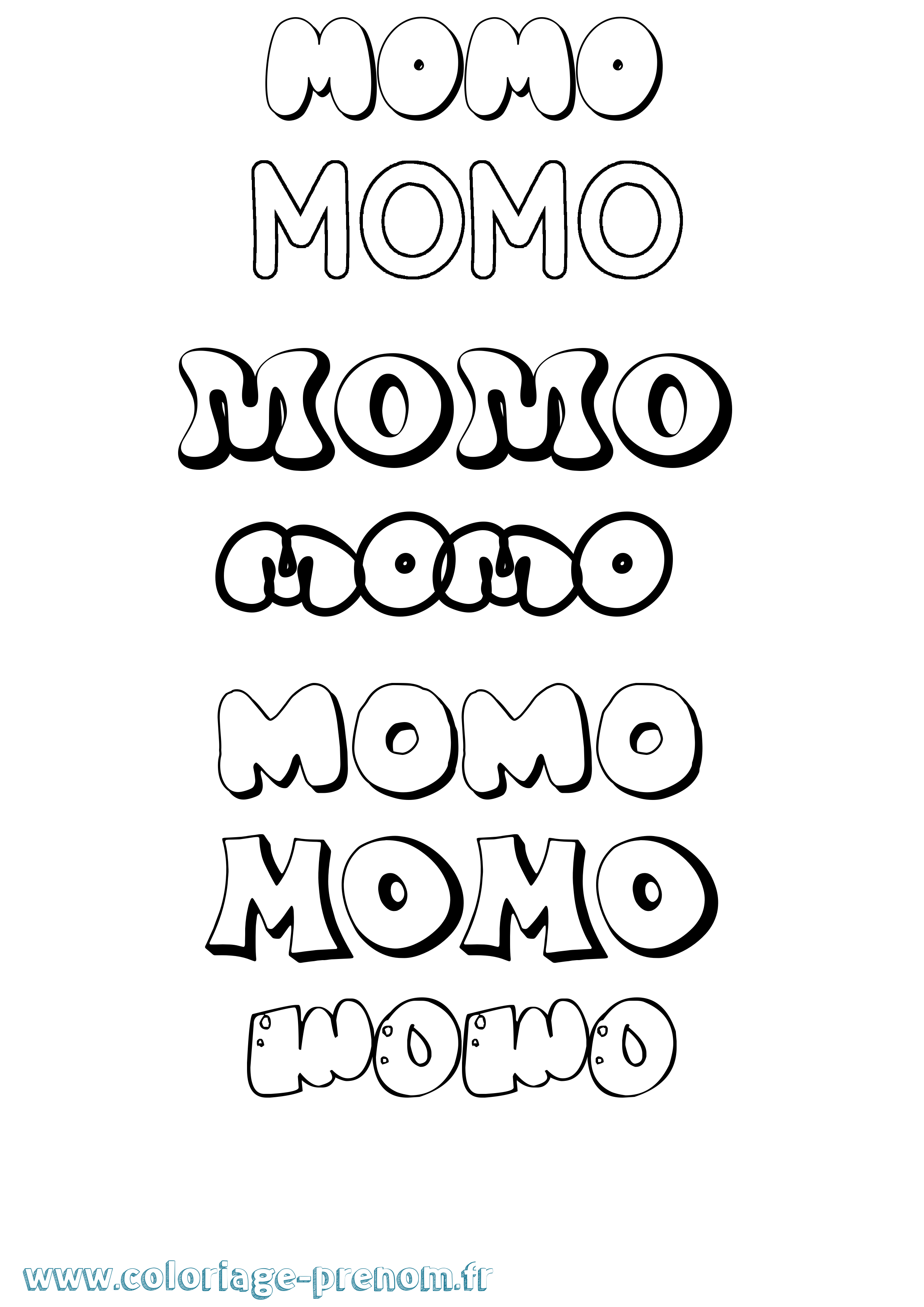 Coloriage prénom Momo Bubble