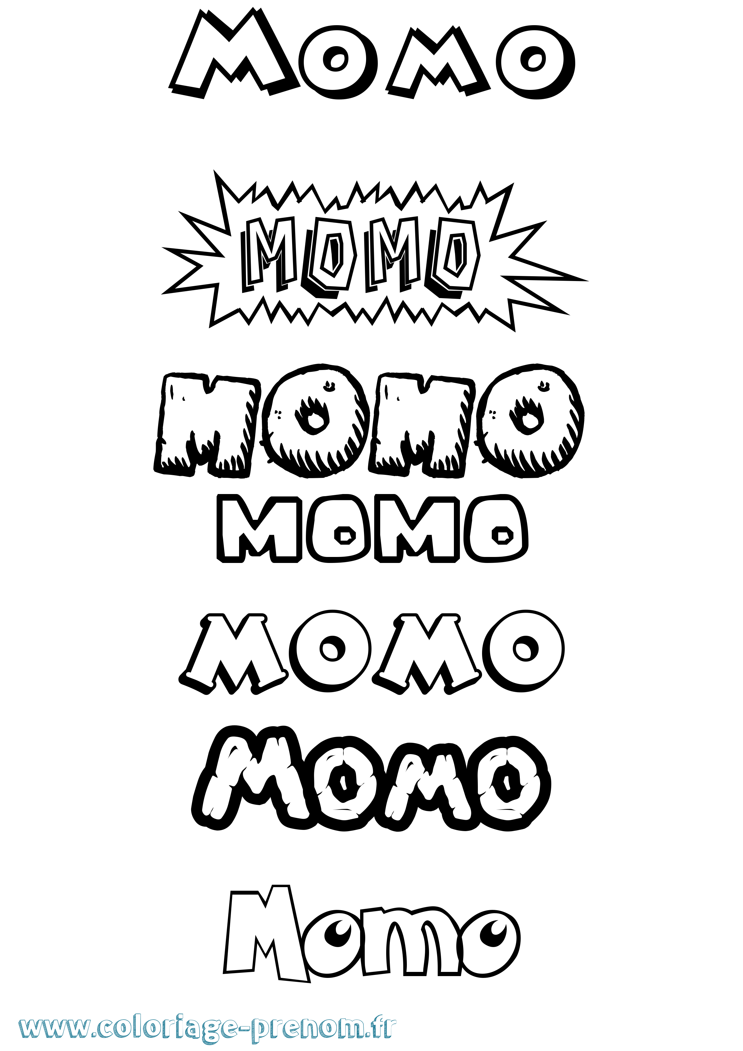 Coloriage prénom Momo Dessin Animé