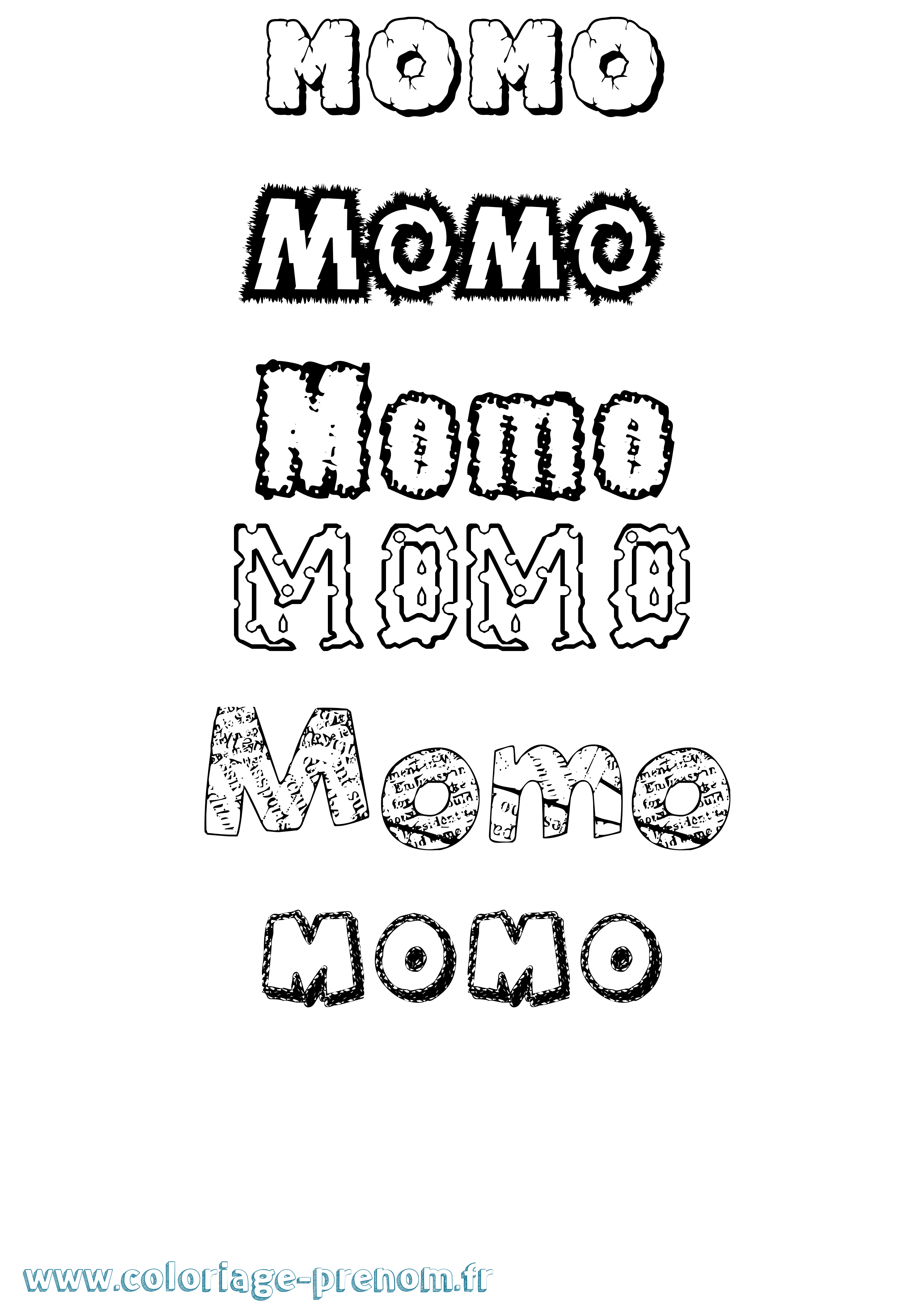 Coloriage prénom Momo Destructuré