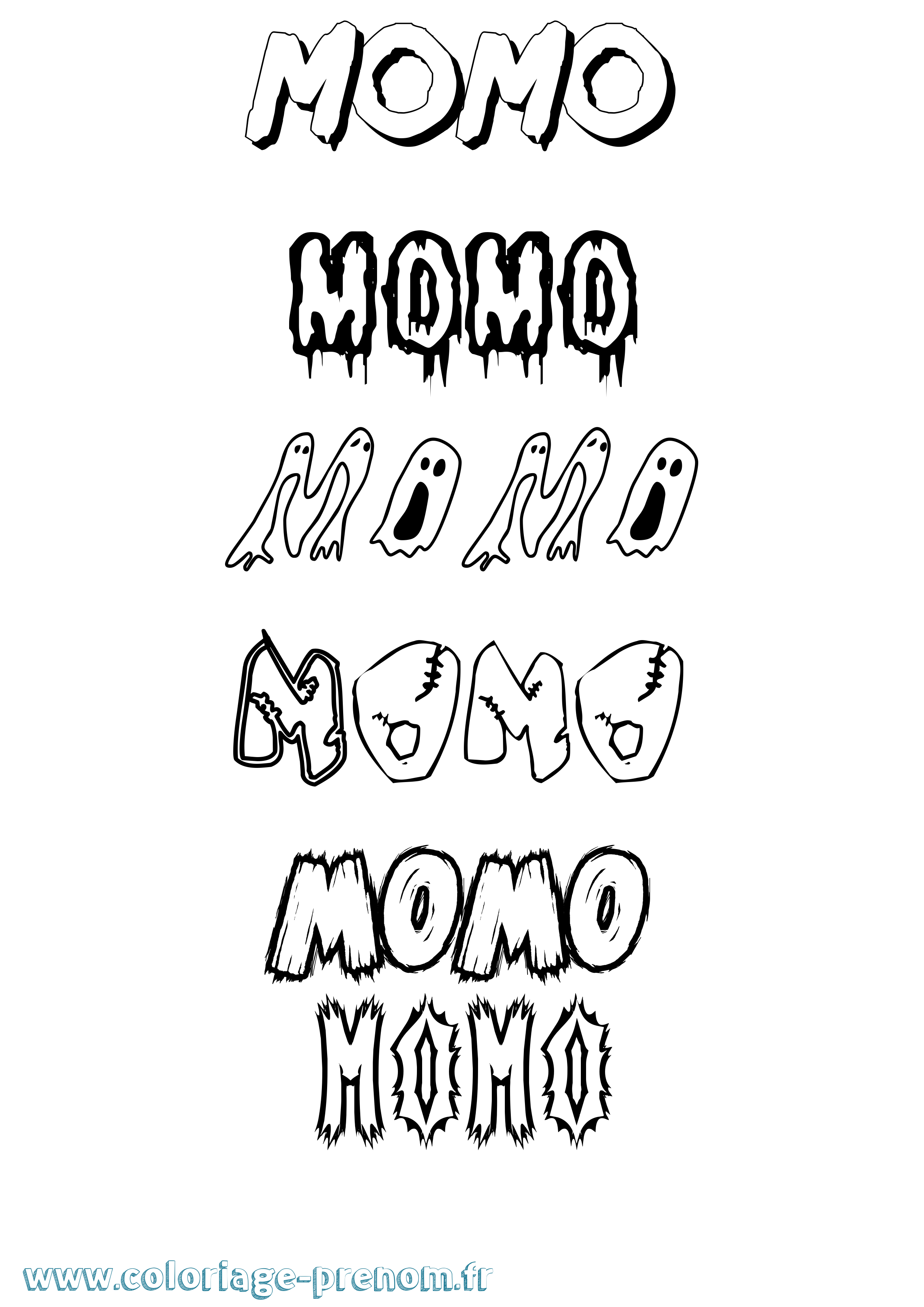 Coloriage prénom Momo Frisson