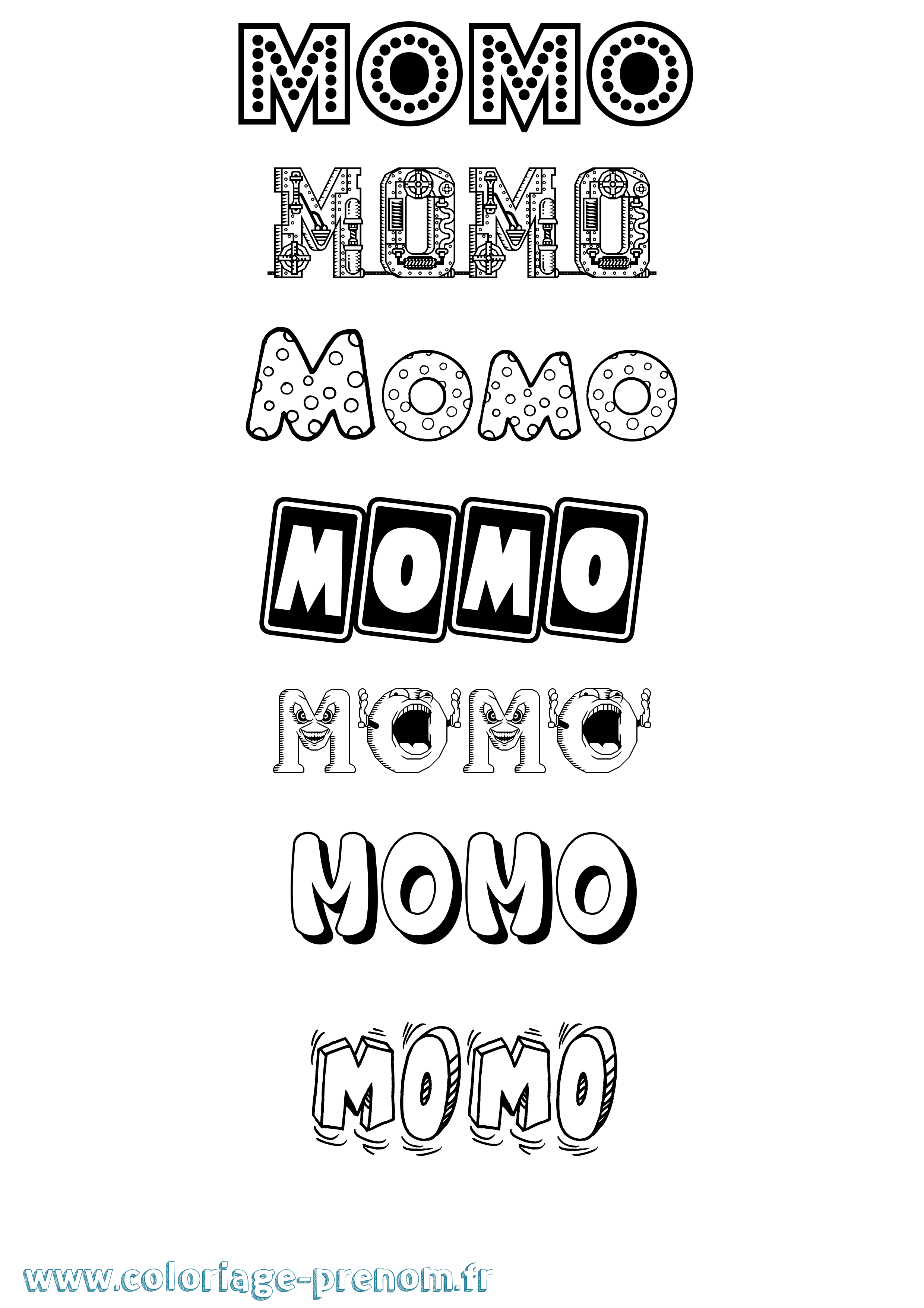 Coloriage prénom Momo Fun