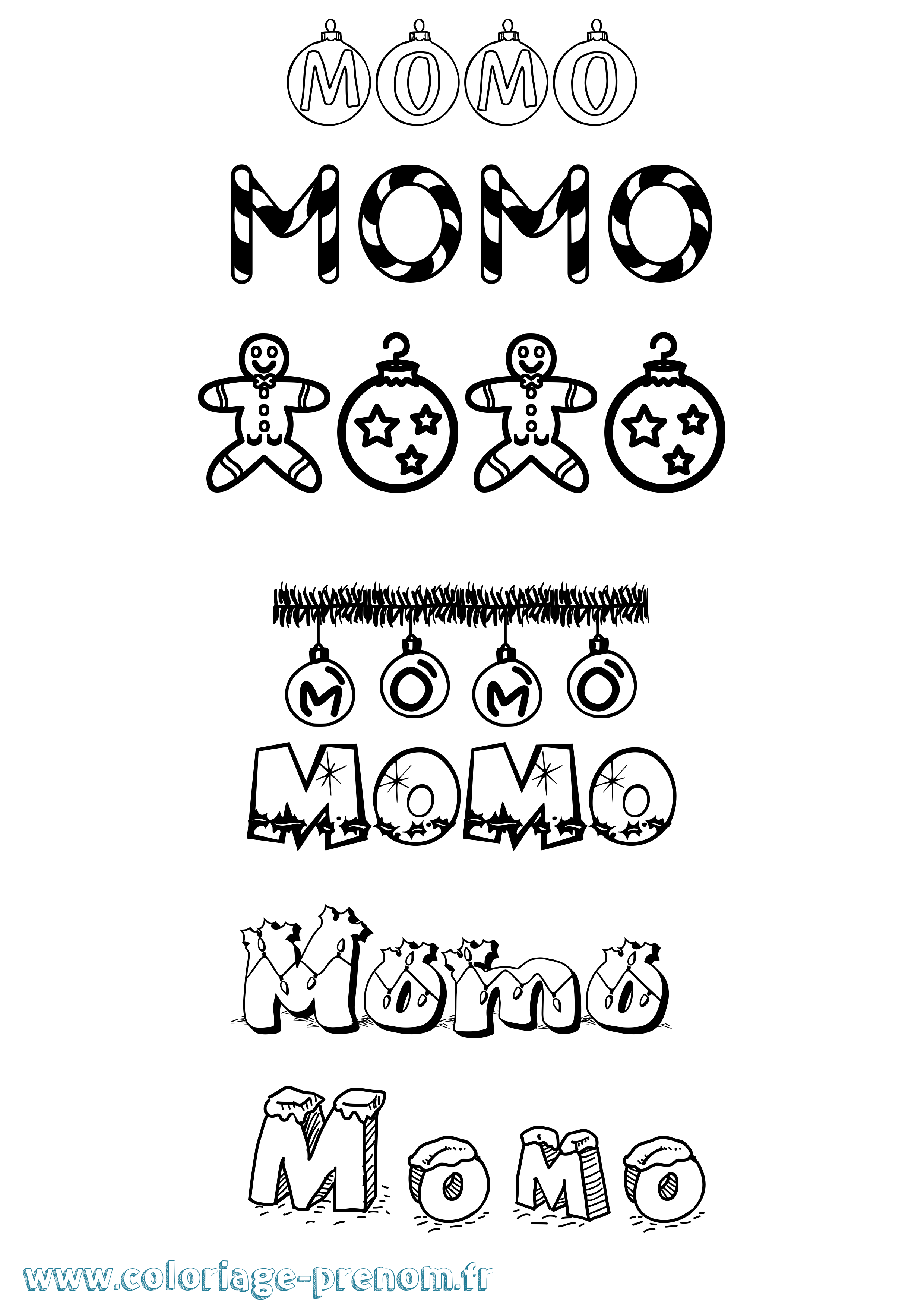 Coloriage prénom Momo Noël