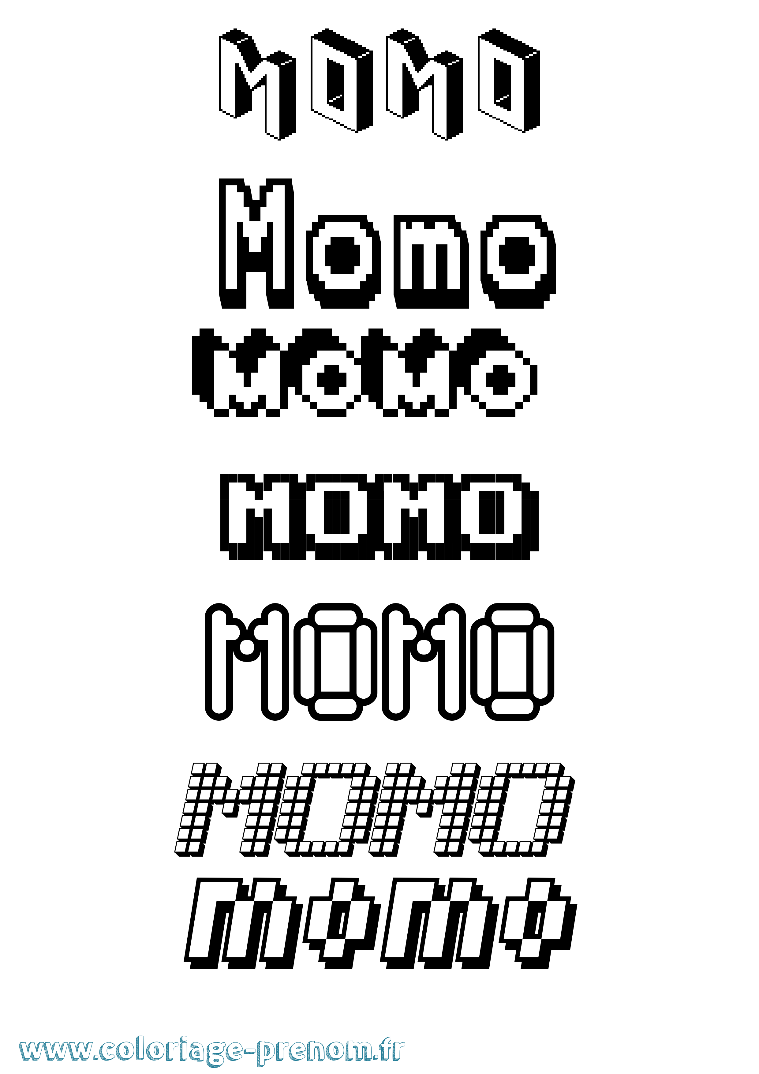 Coloriage prénom Momo Pixel
