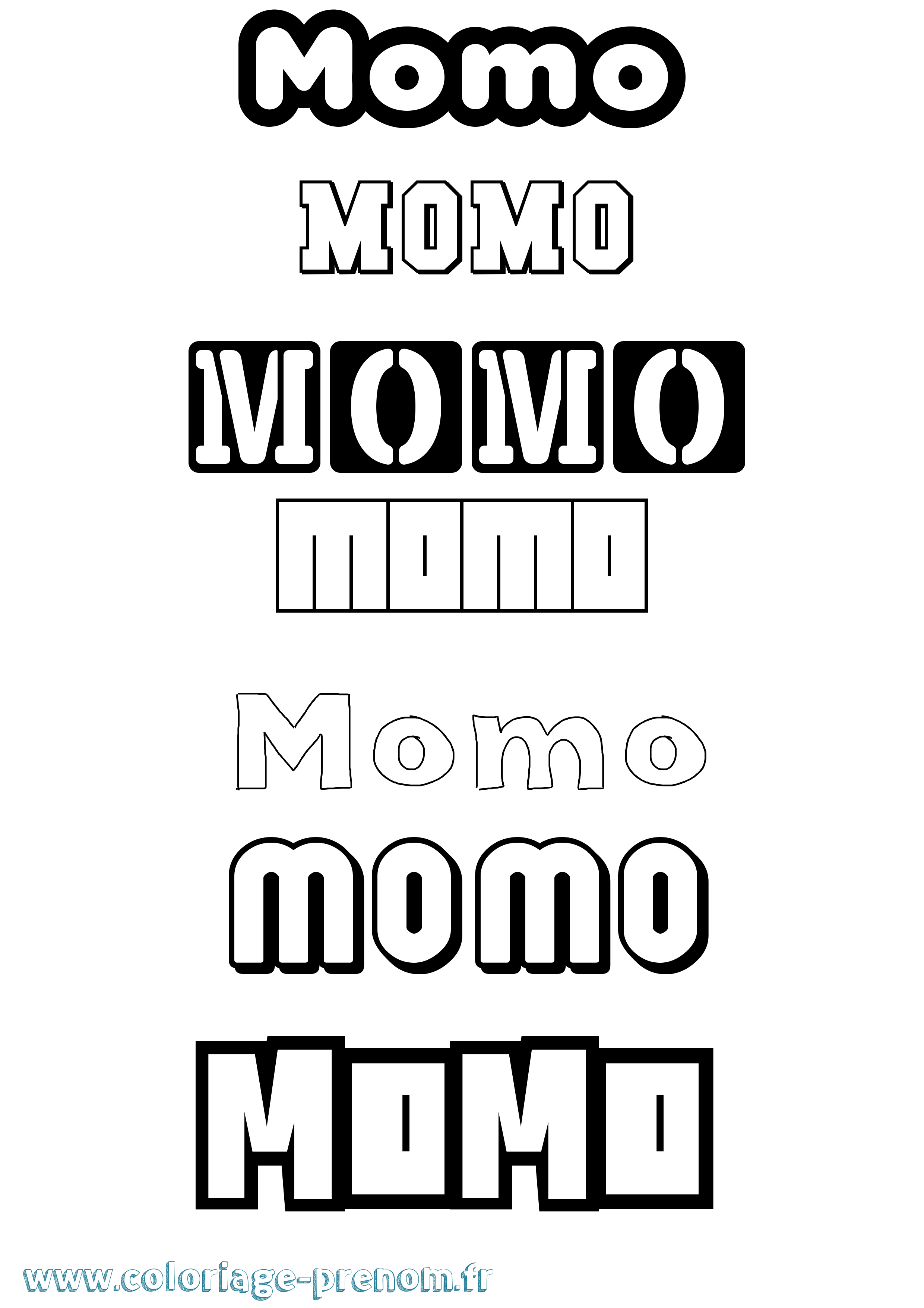 Coloriage prénom Momo Simple