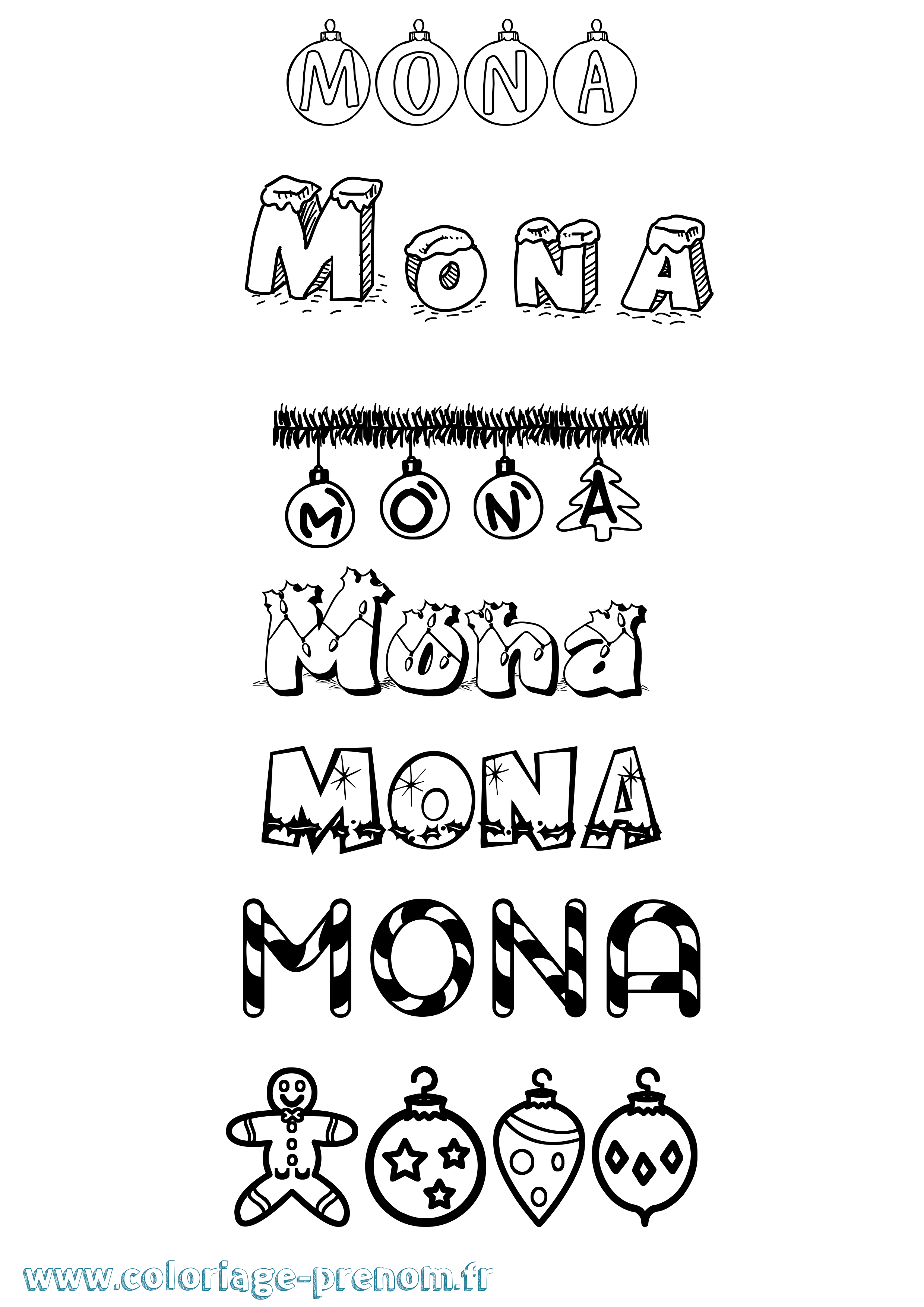 Coloriage prénom Mona