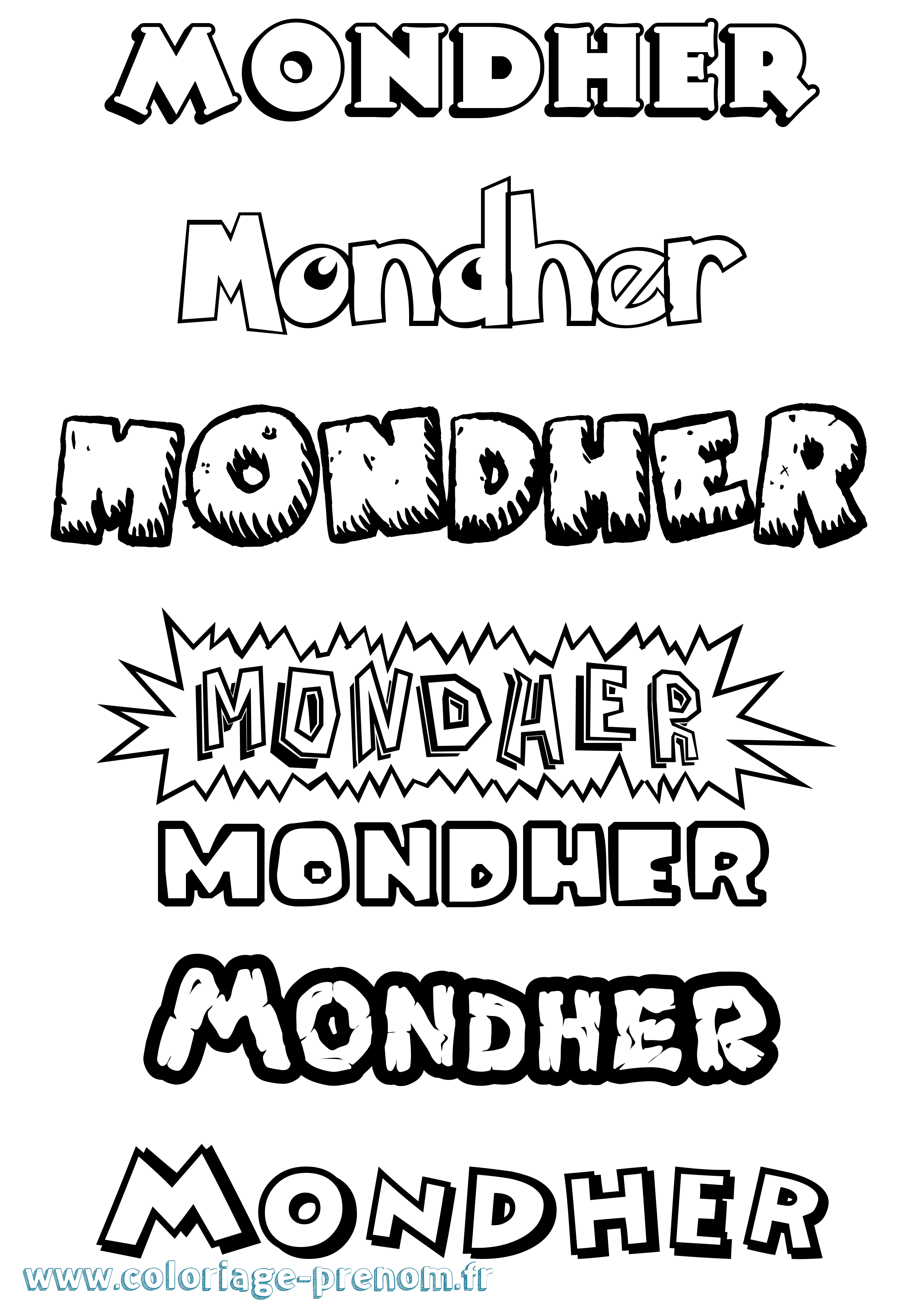Coloriage Mondher Dessin Animé Coloriage prénom Mondher Dessin Animé