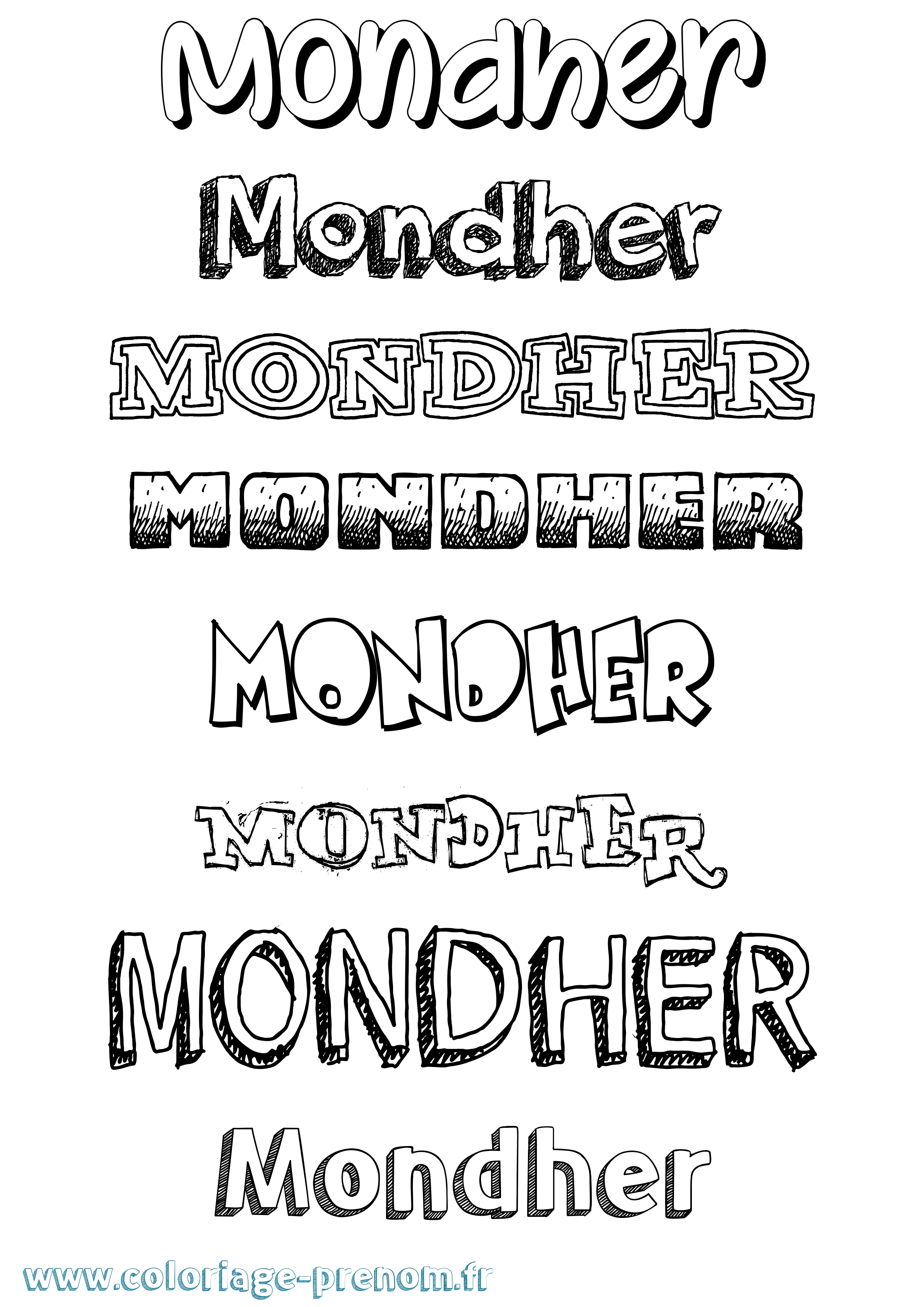 Coloriage Mondher Dessiné Coloriage prénom Mondher Dessiné