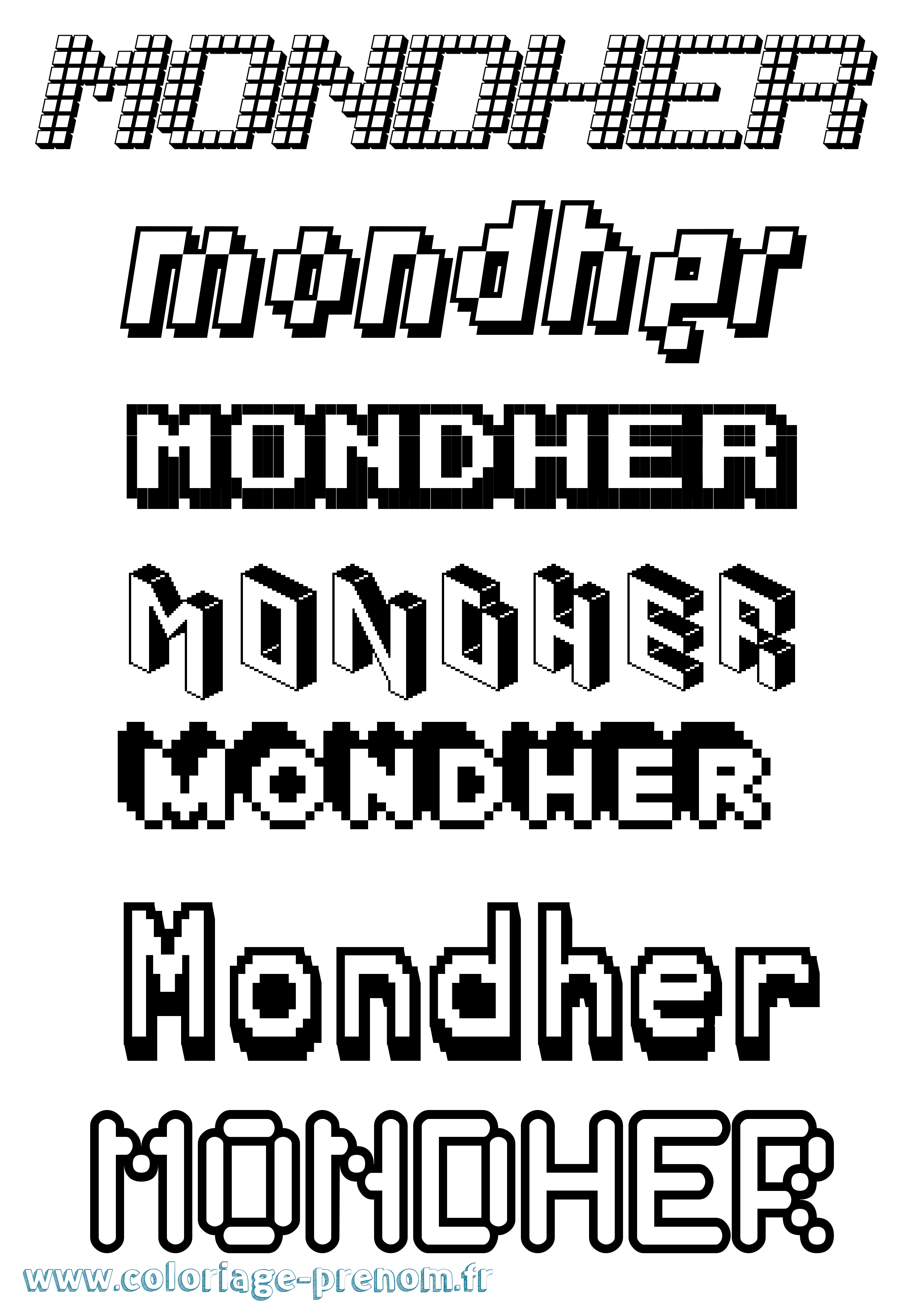 Coloriage Mondher Pixel Coloriage prénom Mondher Pixel