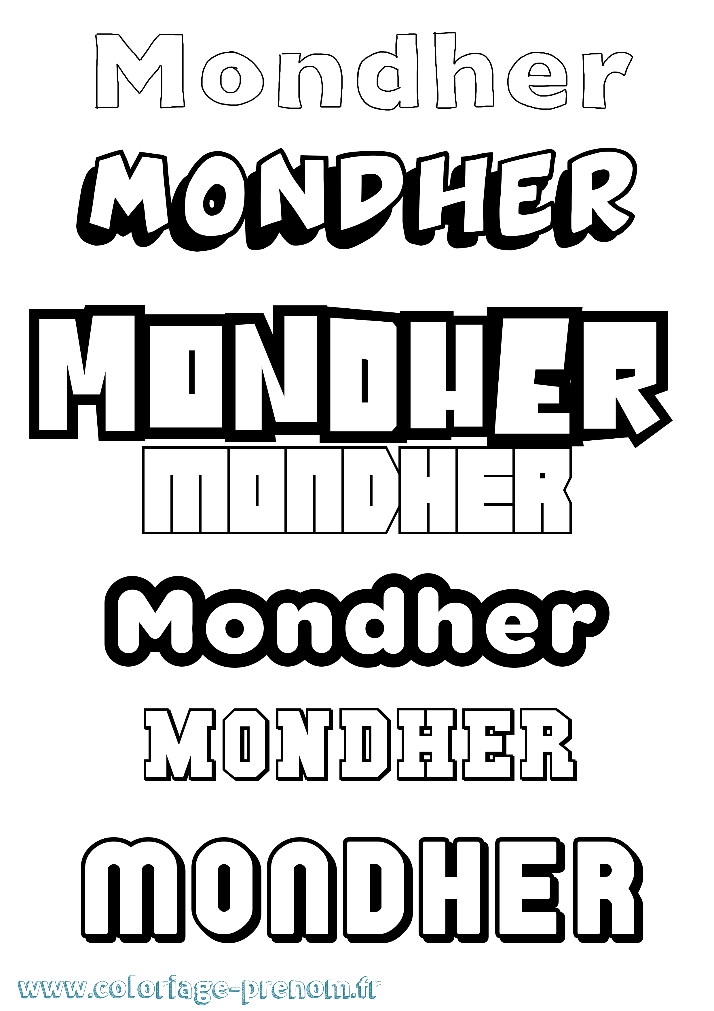 Coloriage Mondher Simple Coloriage prénom Mondher Simple