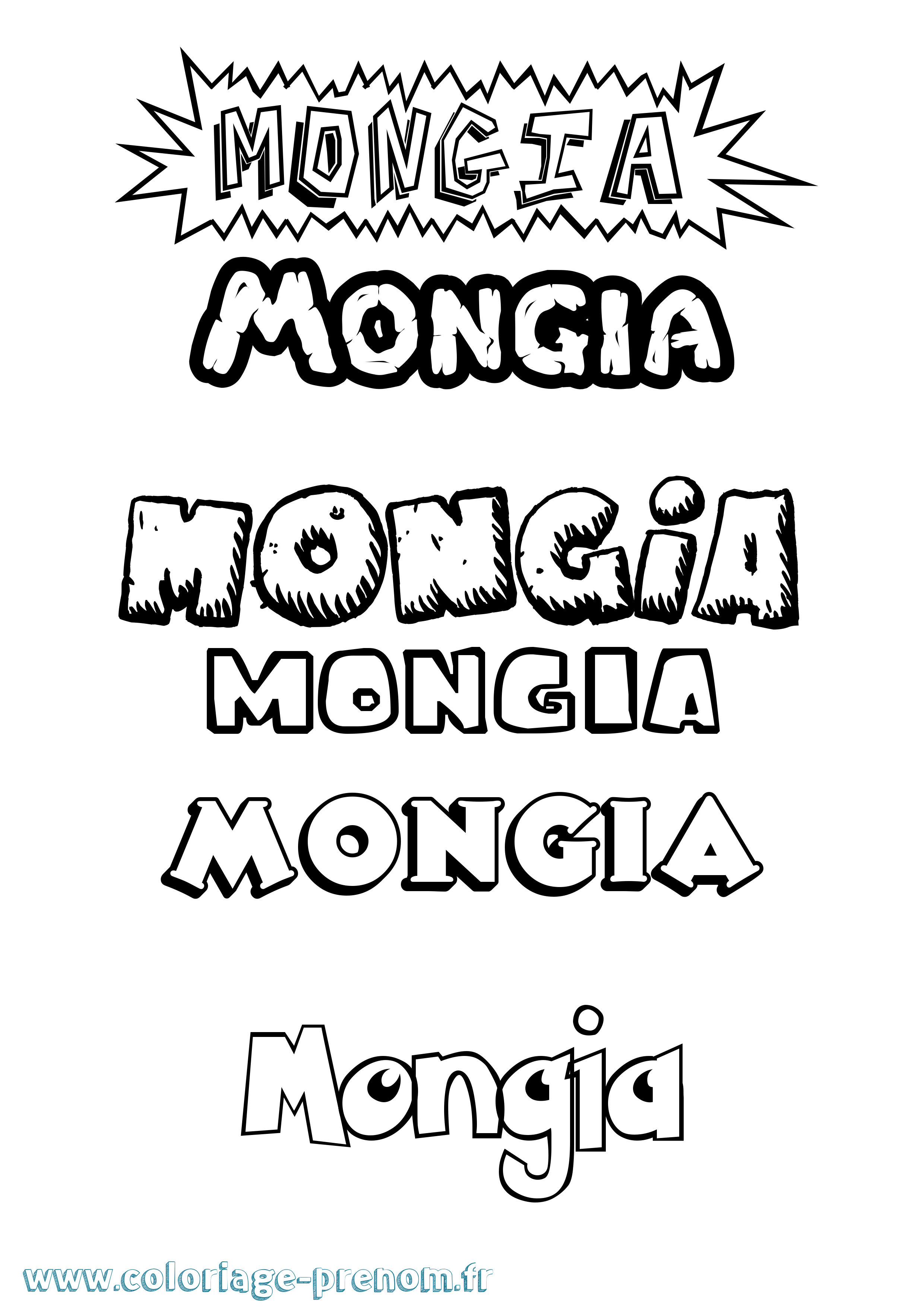 Coloriage prénom Mongia Dessin Animé